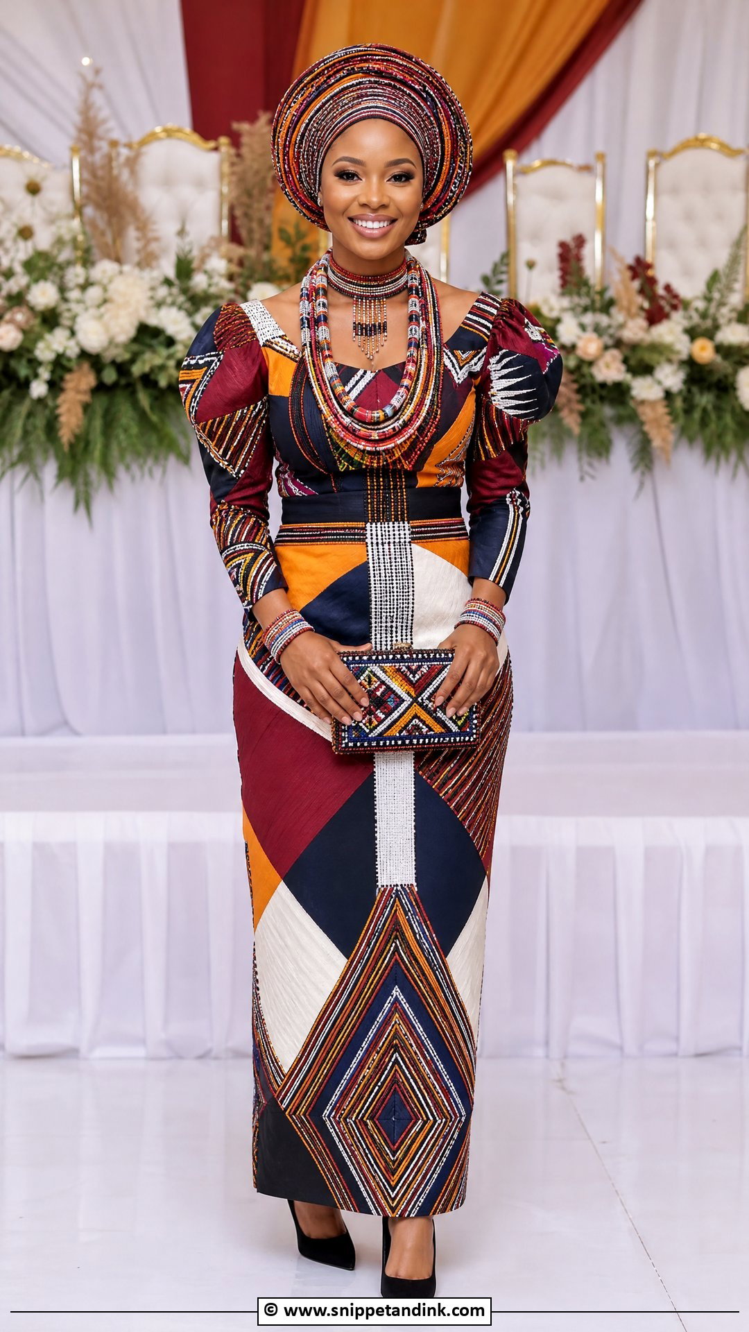 Venda Makoti Dress With Beaded Accessories - Snippet and Ink - 35 Makoti Attire Ideas
