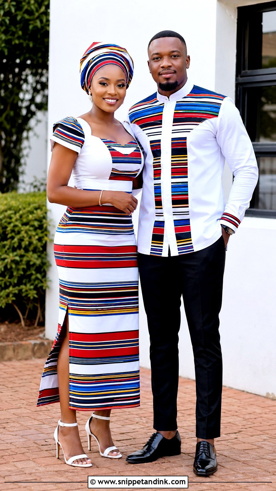 Venda Stripe Couple Outfit - Snippet and Ink - 25 Lobola Outfits for Couples