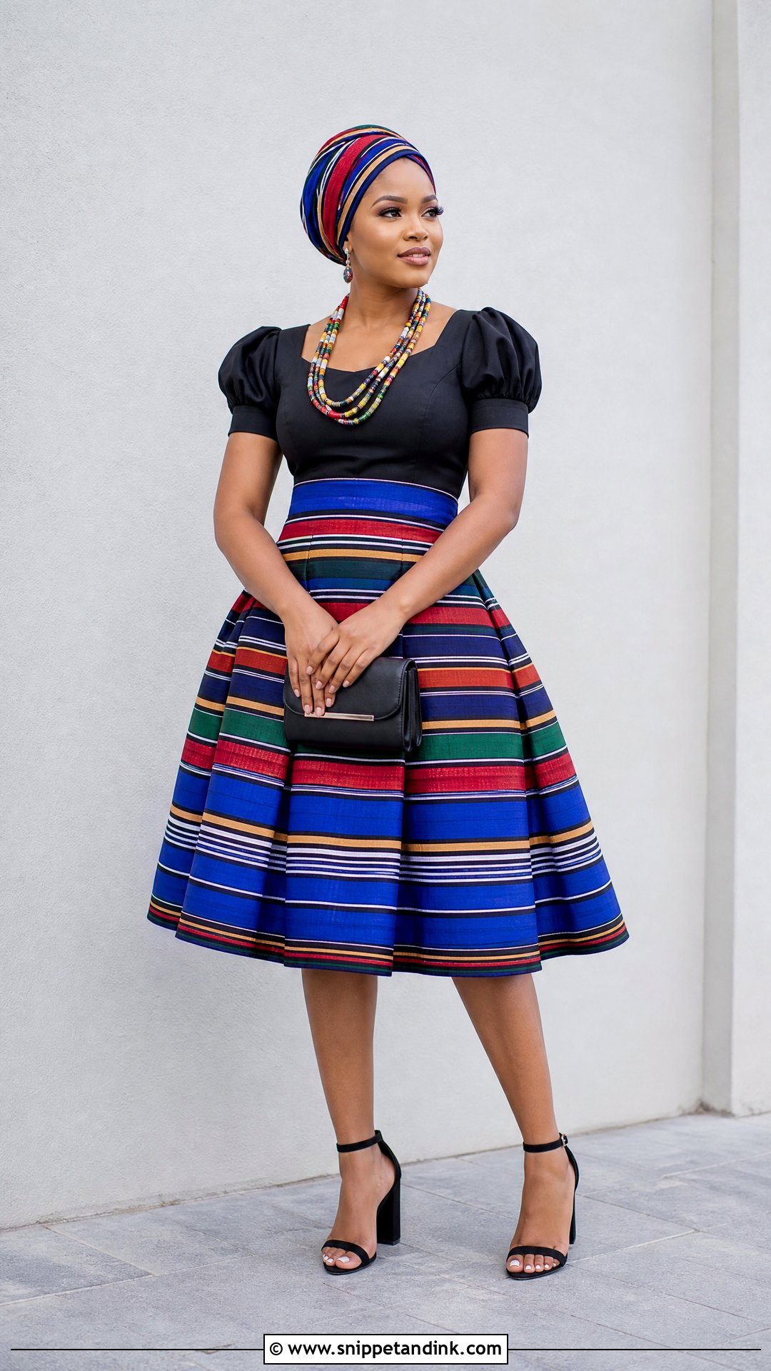 Venda Striped Lobola Dress - Snippet and Ink - 20 Traditional Lobola Dresses