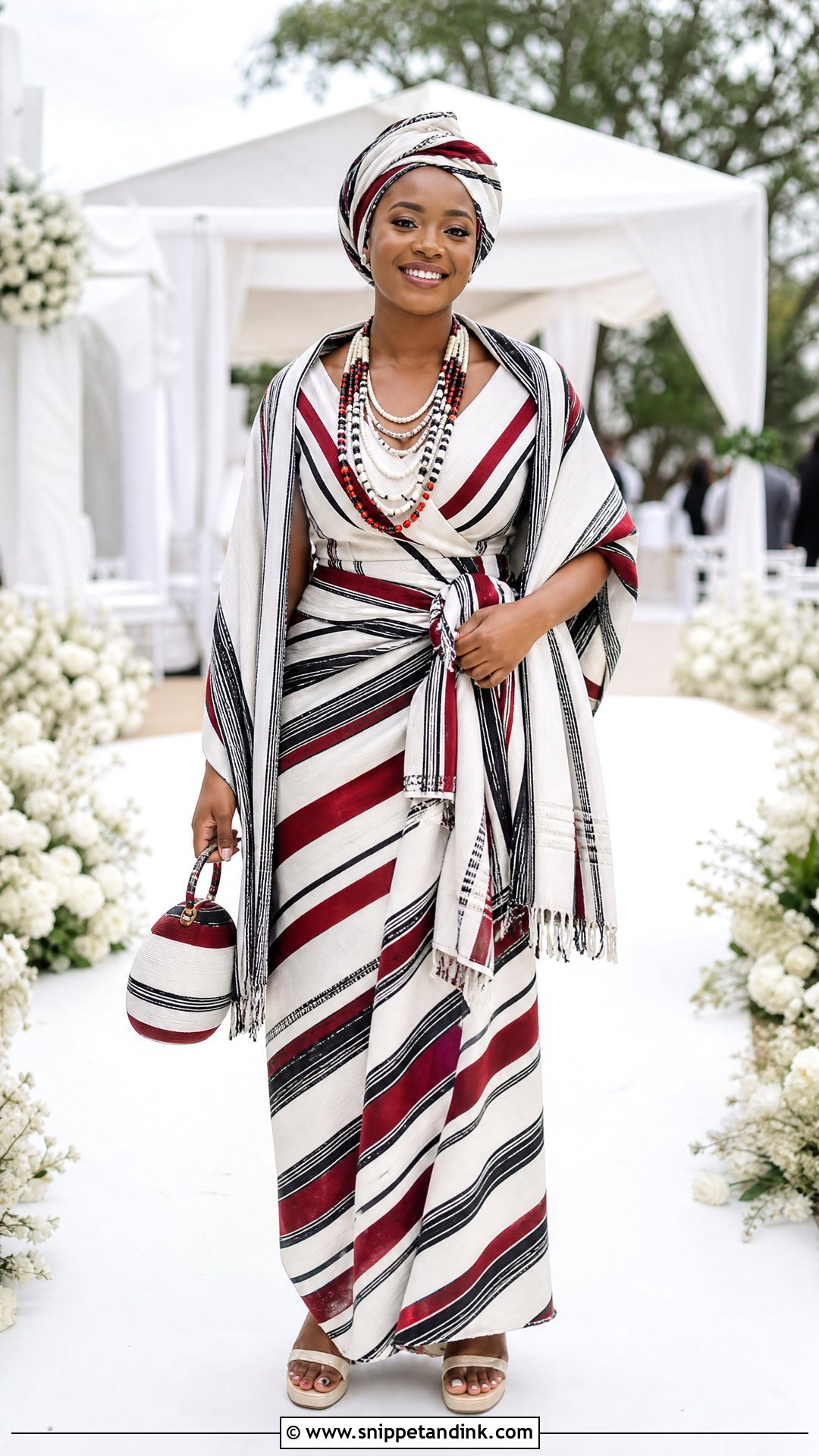 Venda Wrap Gown With Shawl - Snippet and Ink - 20 Venda Traditional Attire Wedding Dresses