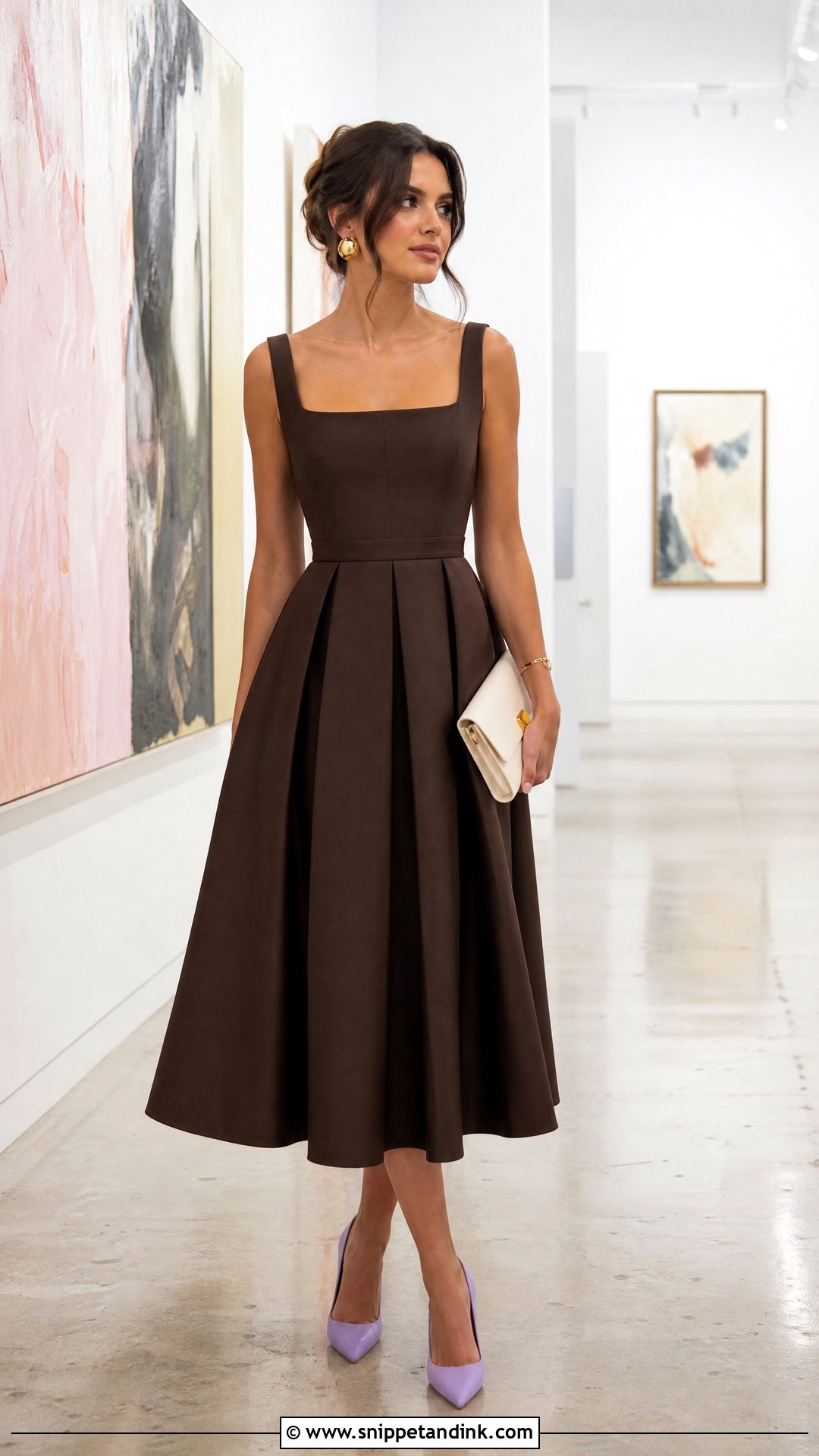 Vera Wang Princess Chocolate Brown Midi Dress Outfit - Snippet and Ink - 20 Vera Wang Princess Ideas
