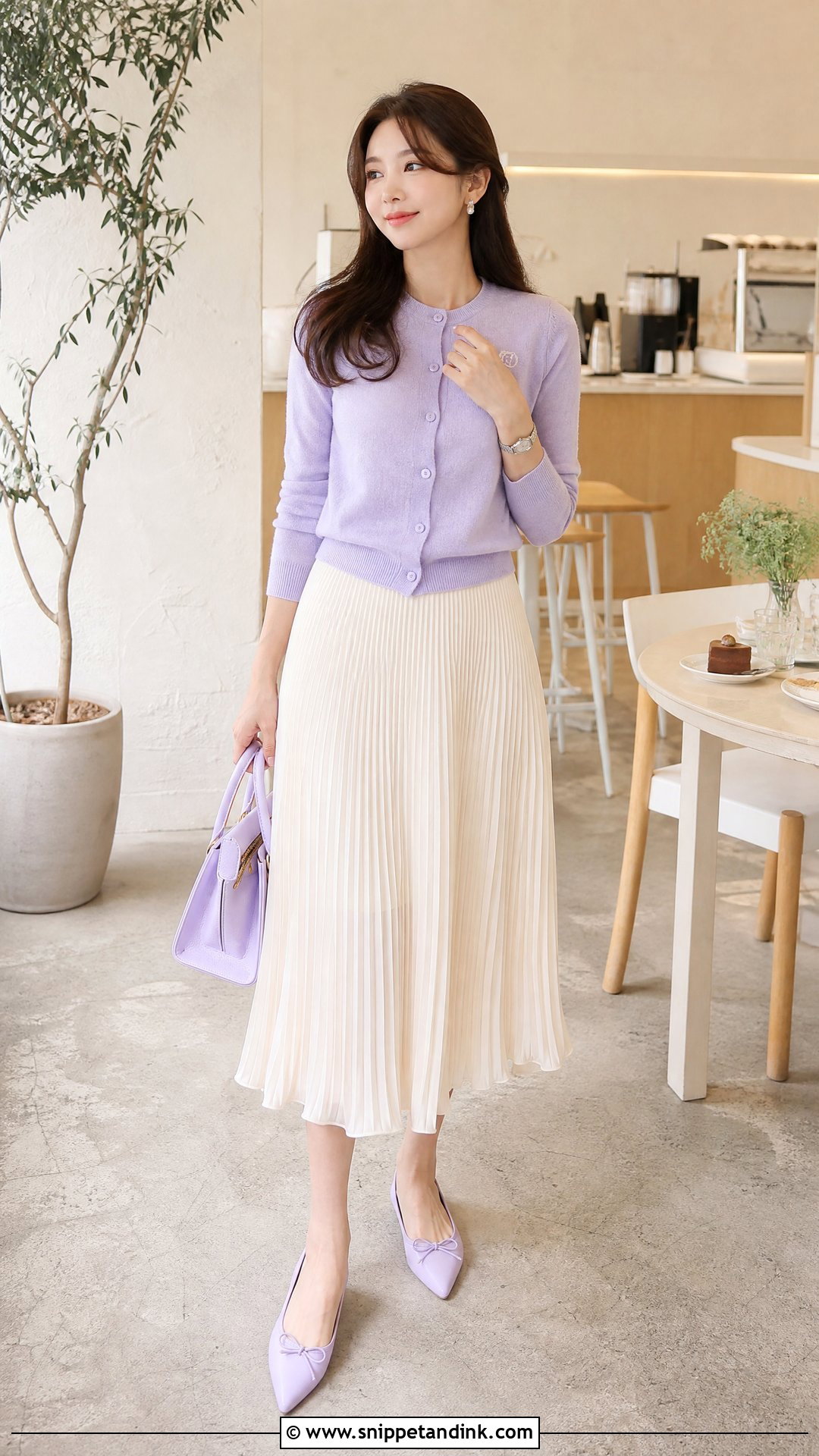 Vera Wang Princess Lilac Cardigan And Pleated Skirt Outfit - Snippet and Ink - 20 Vera Wang Princess Ideas