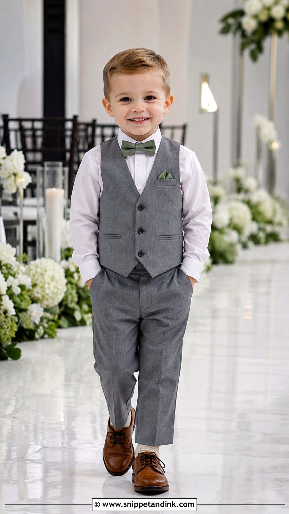 Vest And Bow Tie Little Boy Wedding Outfit - Snippet and Ink - 20 Little Boy Wedding Outfit Ideas