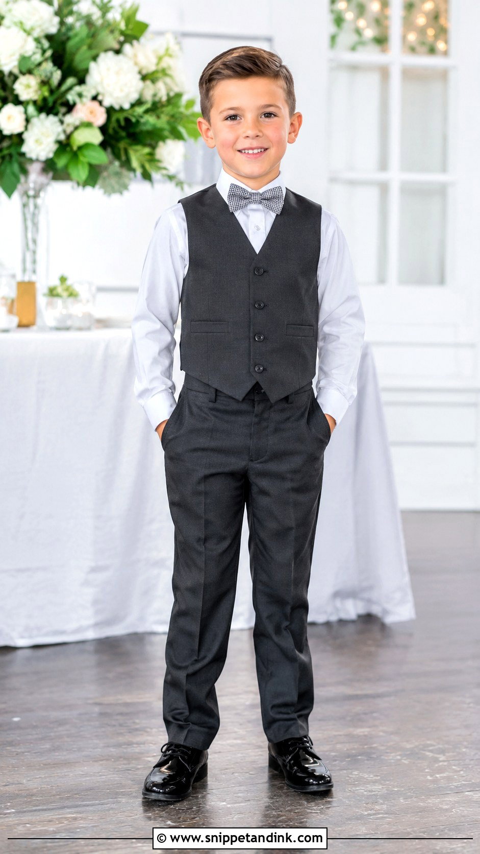 Vest And Bow Tie Ring Boy Outfit - Snippet and Ink - 25 Ring Boy Outfits