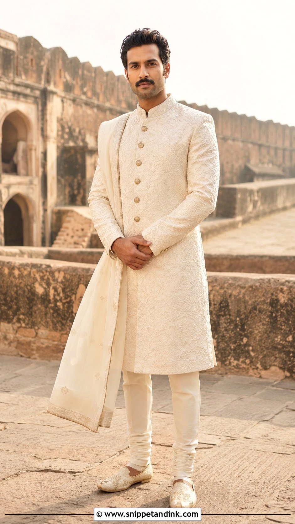 Vicky Kaushal Ivory Wedding Sherwani Look - Snippet and Ink - 20 Katrina Kaif Vicky Kaushal Wedding Looks