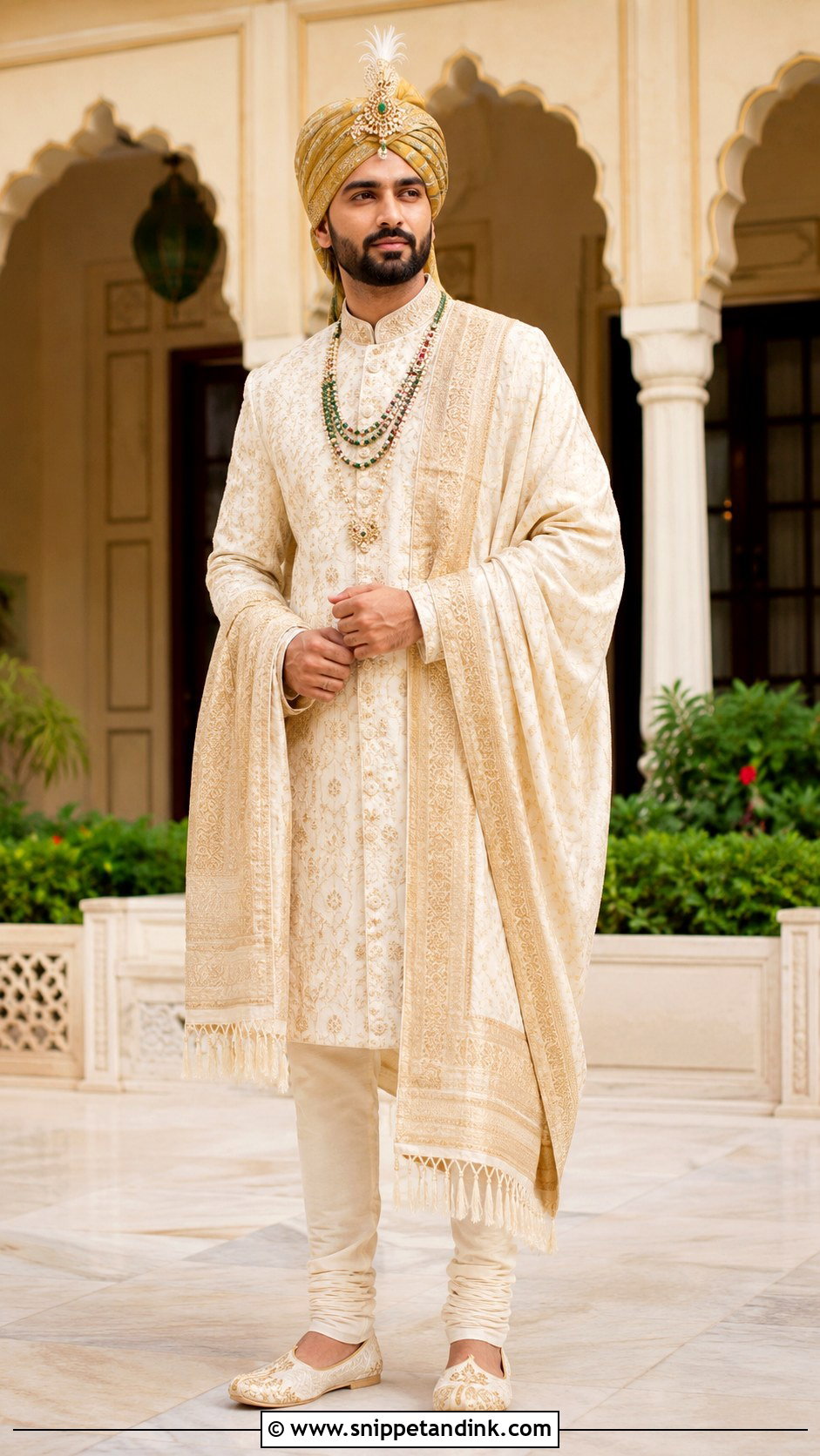 Vicky Kaushal Sherwani With Gold Safa Look - Snippet and Ink - 20 Katrina Kaif Vicky Kaushal Wedding Looks