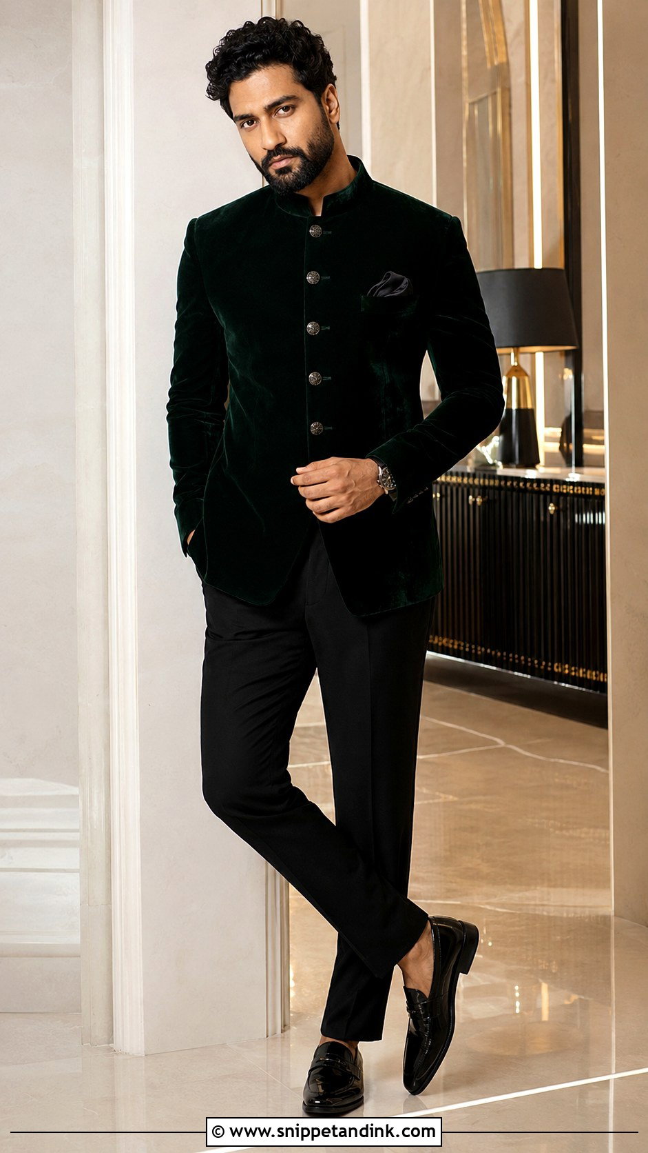 Vicky Kaushal Velvet Bandhgala Outfit - Snippet and Ink - 25 Vicky Kaushal Wedding Outfit Ideas