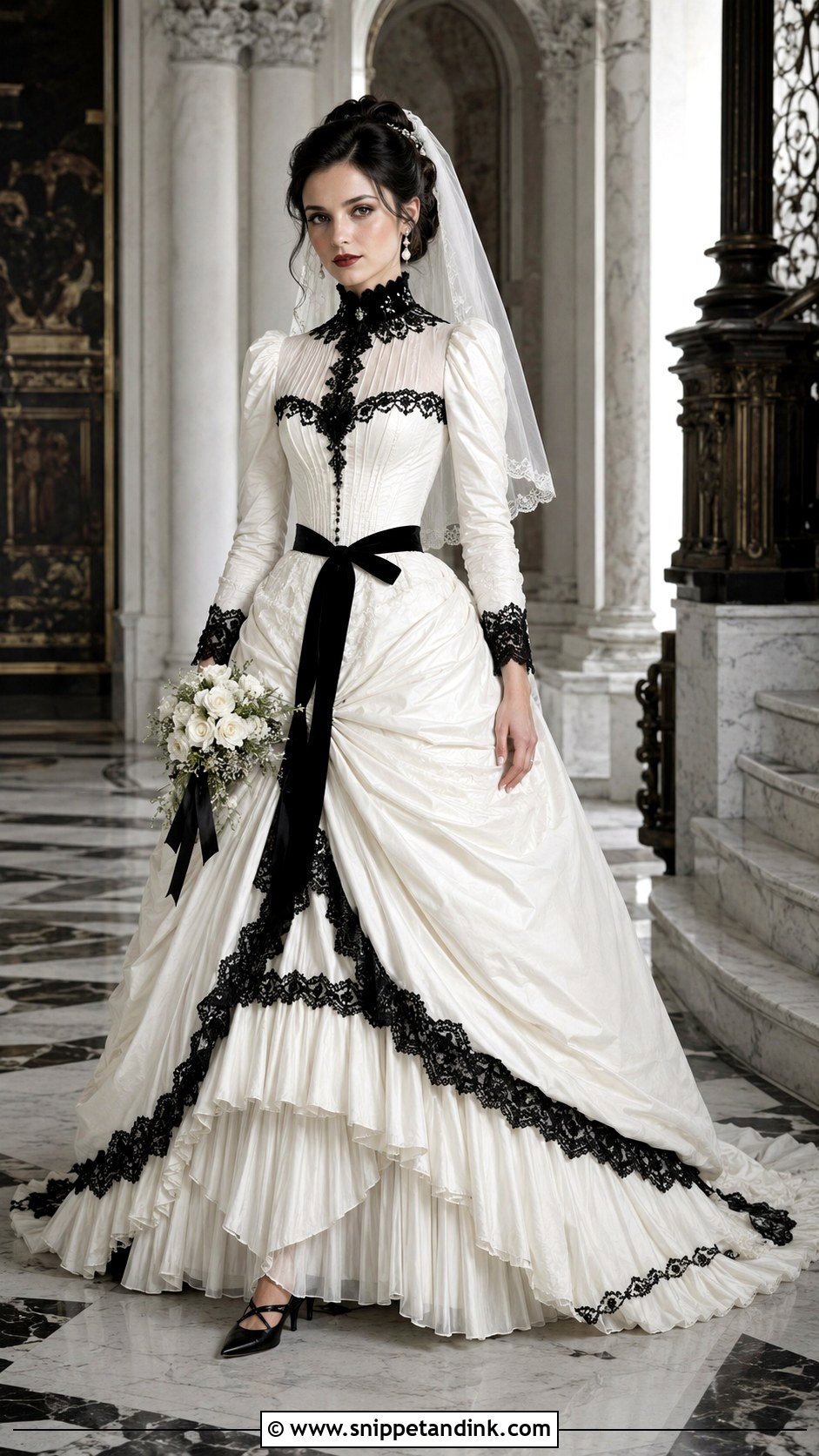 Victorian Black And White Wedding Dress - Snippet and Ink - 25 Victorian Inspired Wedding Dress Ideas