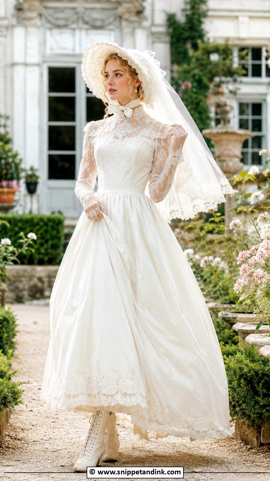 Victorian Bonnet Veil Wedding Dress - Snippet and Ink - 25 Victorian Era Wedding Dress Ideas