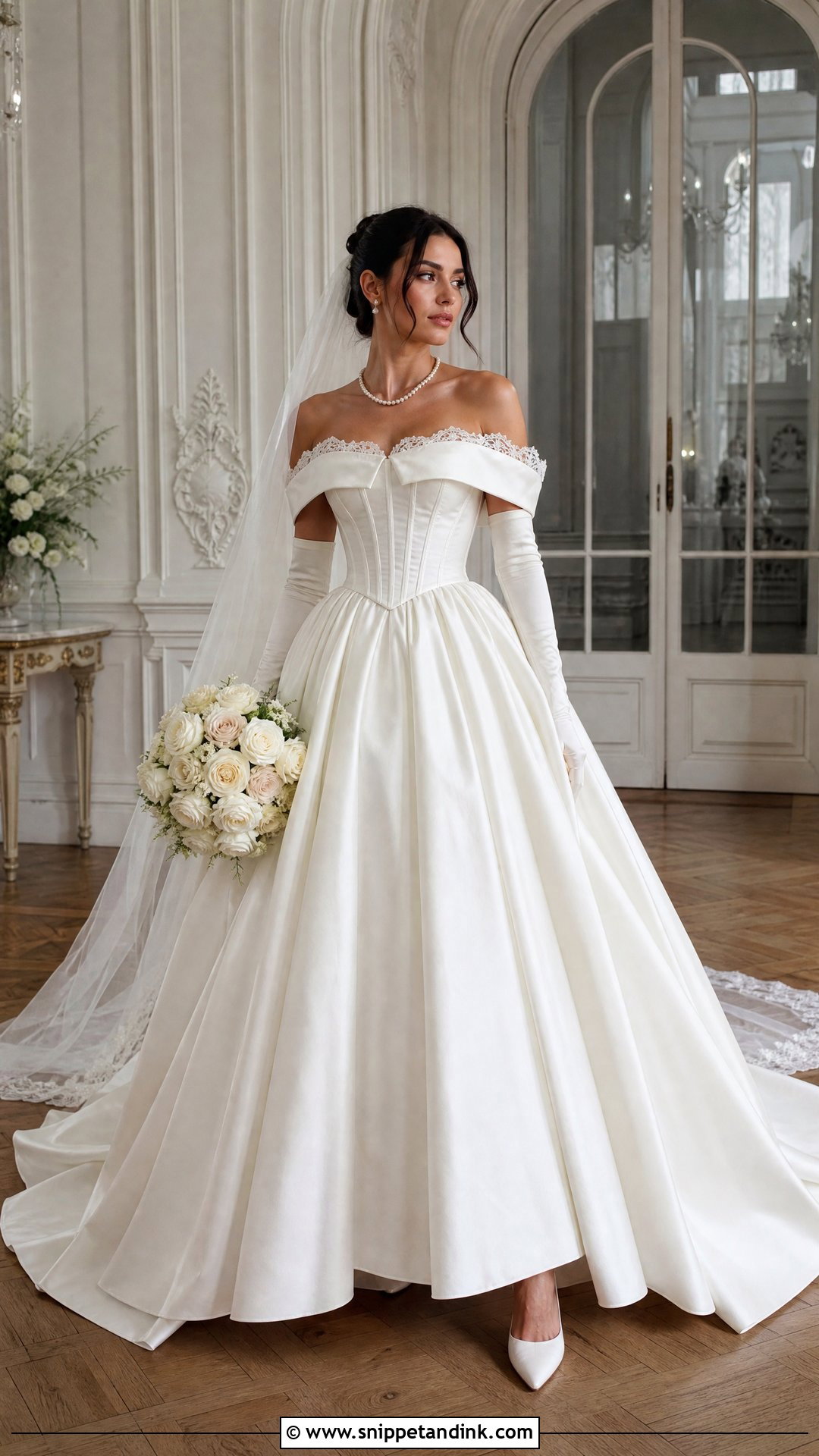 Victorian Bride Dress With Off Shoulder Bodice - Snippet and Ink - 20 Victorian Bride Dress Ideas
