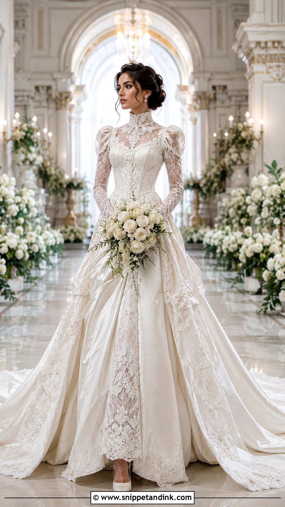 Victorian Cathedral Train Wedding Dress - Snippet and Ink - 25 Victorian Inspired Wedding Dress Ideas