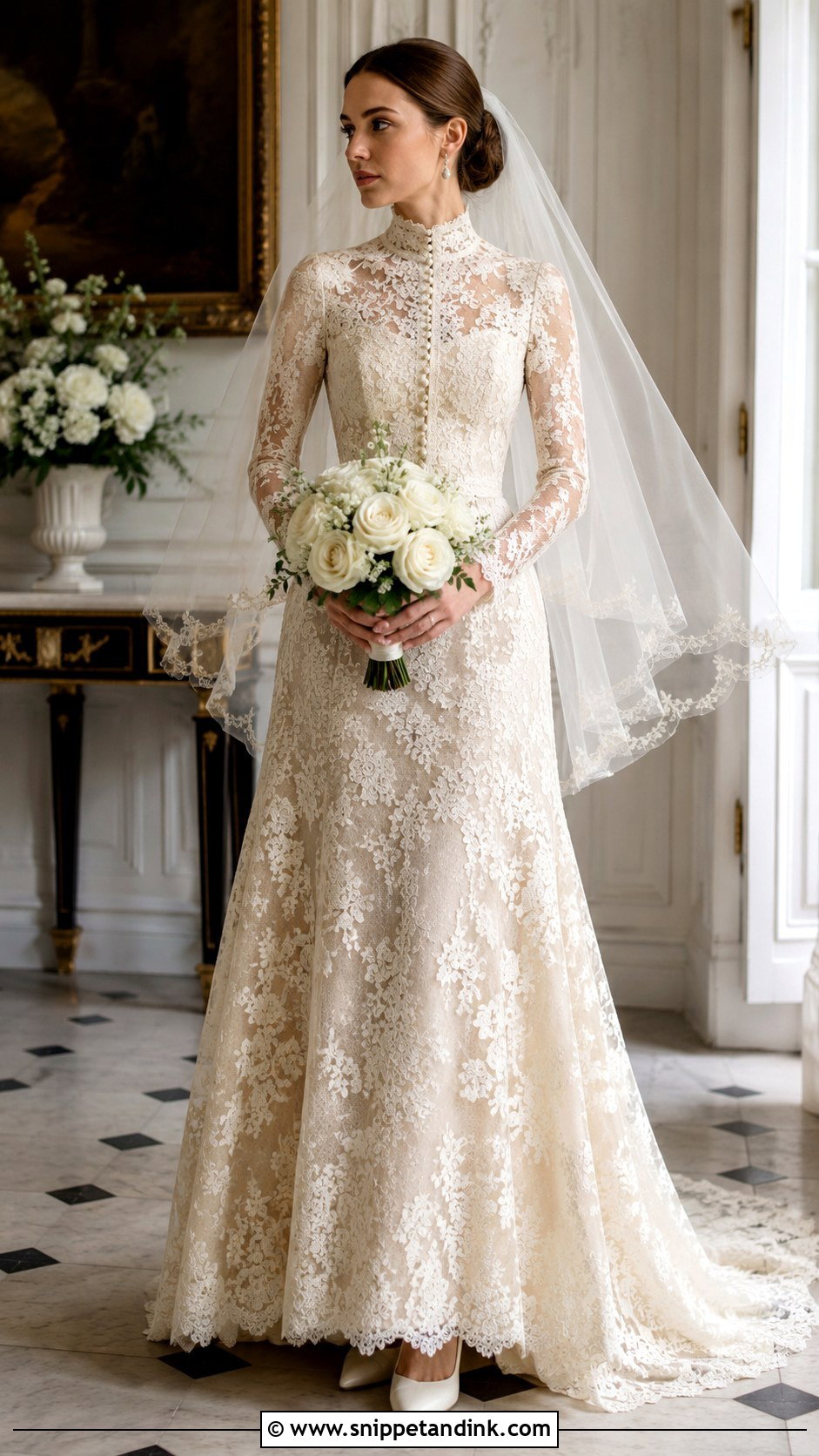 Victorian High Collar Lace Wedding Dress - Snippet and Ink - 20 Collar Wedding Dress Ideas