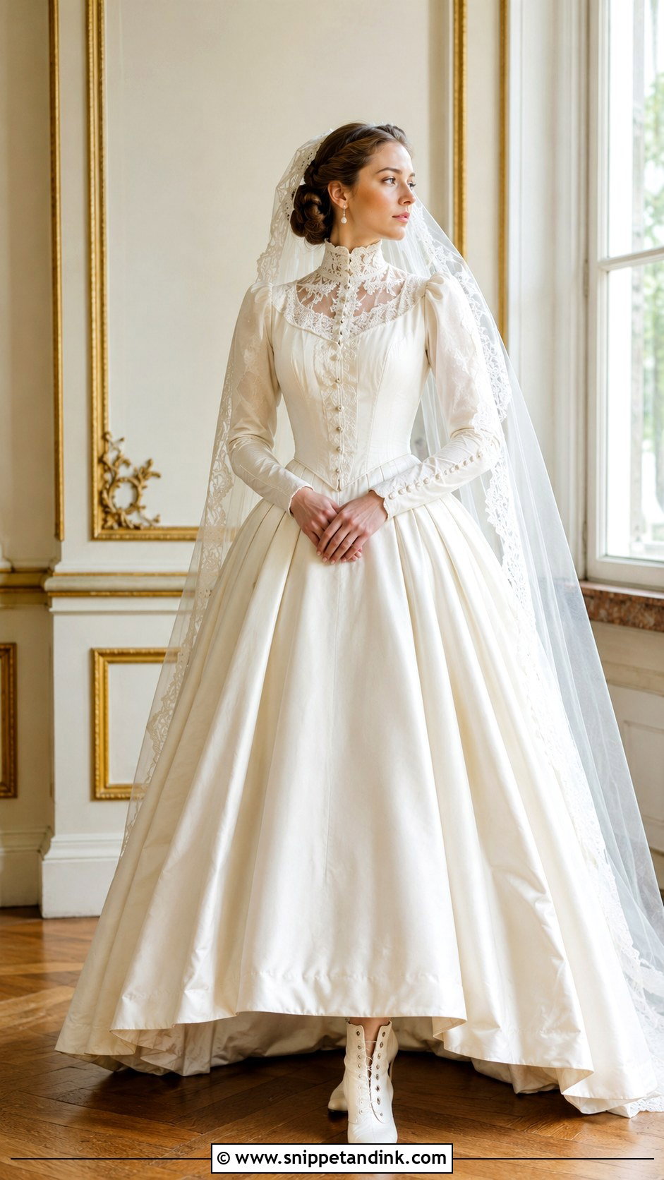 Victorian High Collar Princess Wedding Dress - Snippet and Ink - 20 Long Sleeve Princess Wedding Dress Ideas
