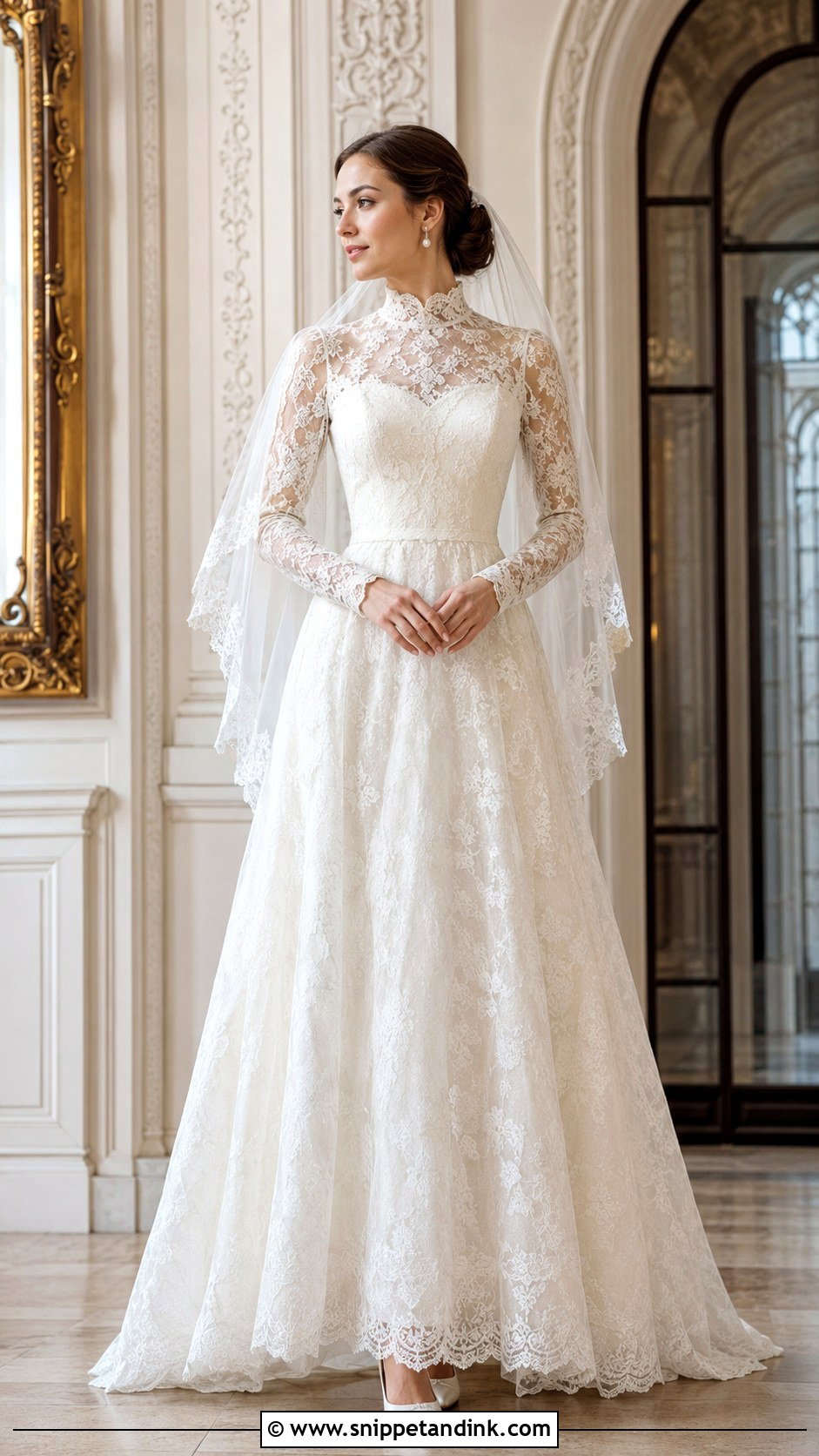 Victorian High Collar Wedding Dress - Snippet and Ink - 20 Modest Long Sleeve Wedding Dresses
