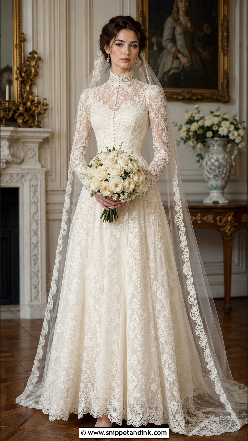 Victorian High Neck Antique Lace Wedding Dress - Snippet and Ink - 20 Antique Lace Wedding Dress Ideas