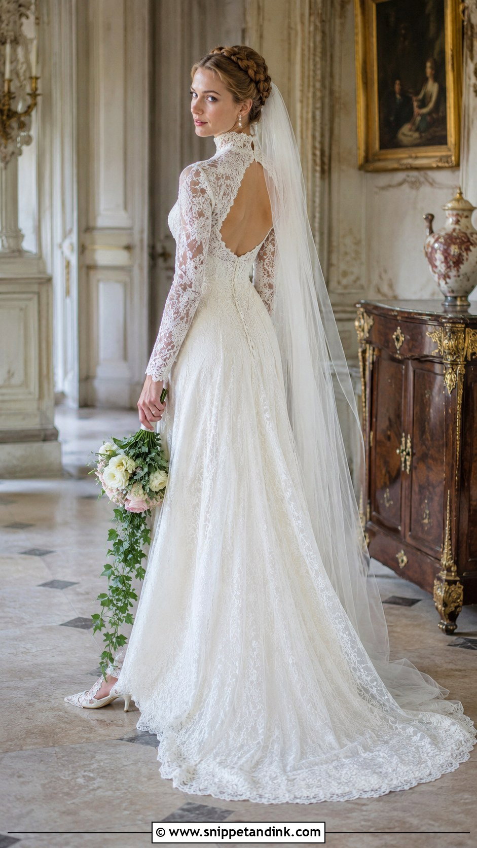 Victorian High Neck Backless Lace Wedding Dress - Snippet and Ink - 20 High Neck Backless Wedding Dress Ideas