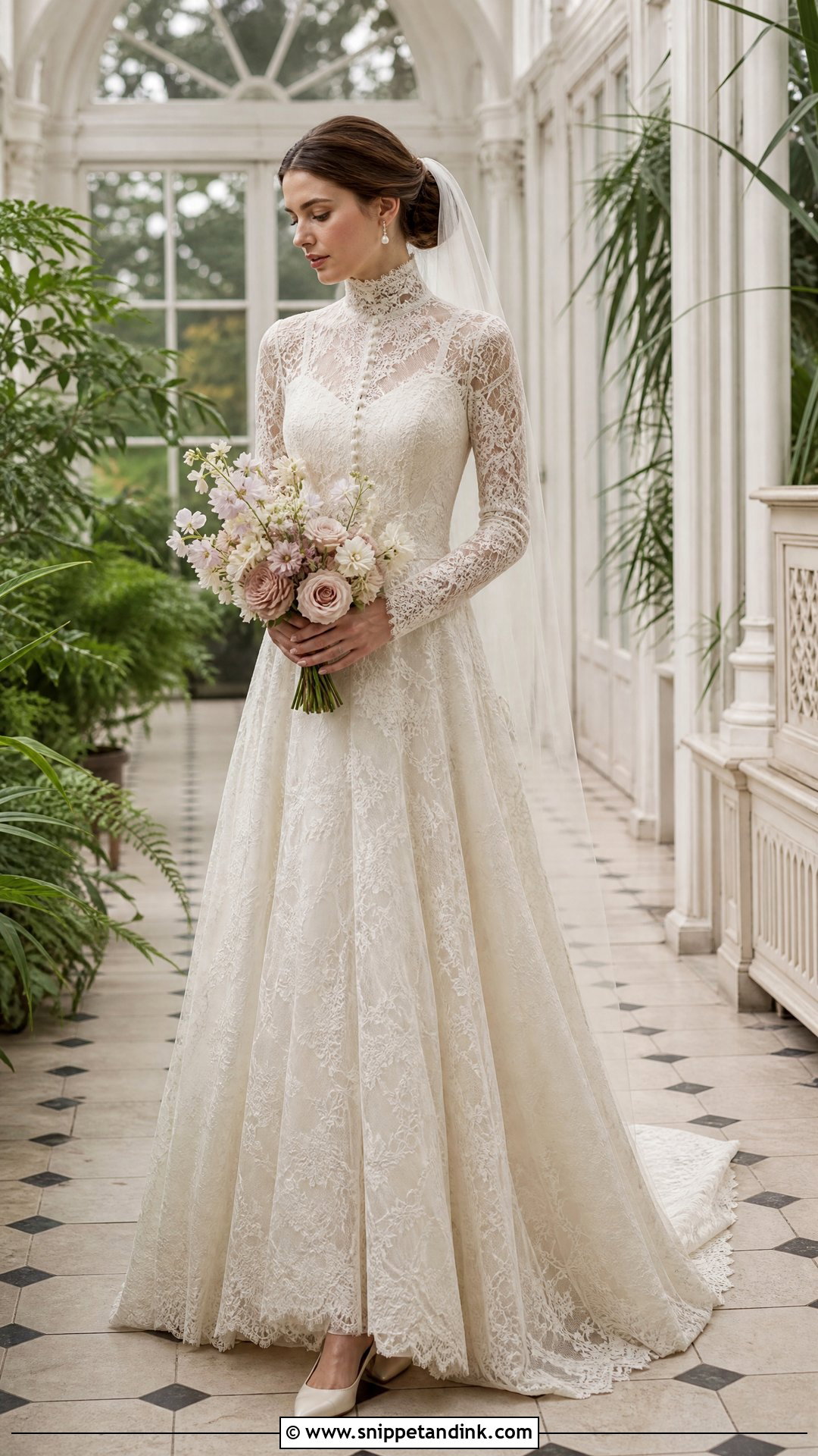 Victorian High Neck Bridal Dress - Snippet and Ink - 20 Bridal Dress Aesthetic Ideas