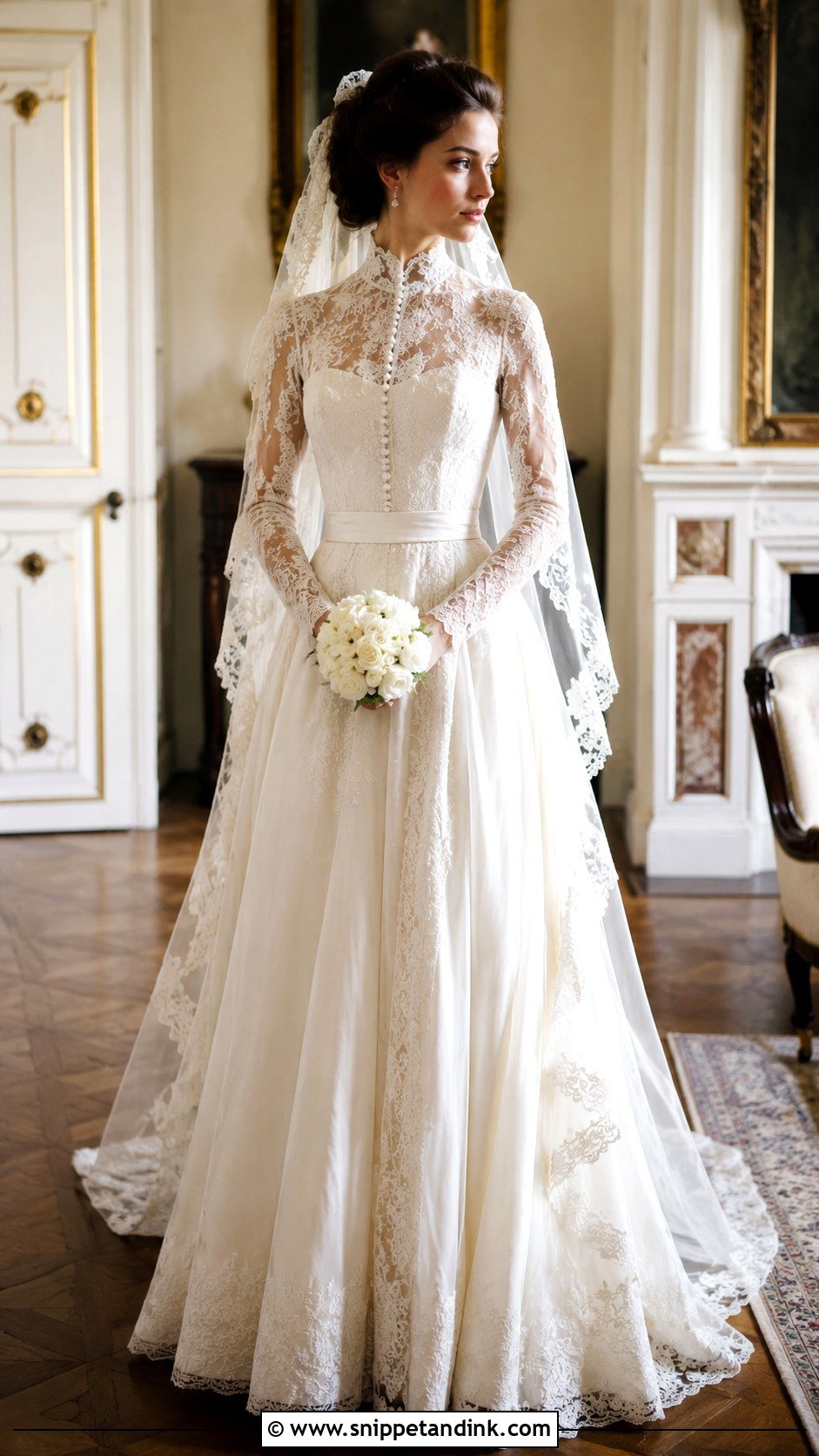Victorian High Neck Bridal Gown Look - Snippet and Ink - 20 Bridal Gown Aesthetic Ideas