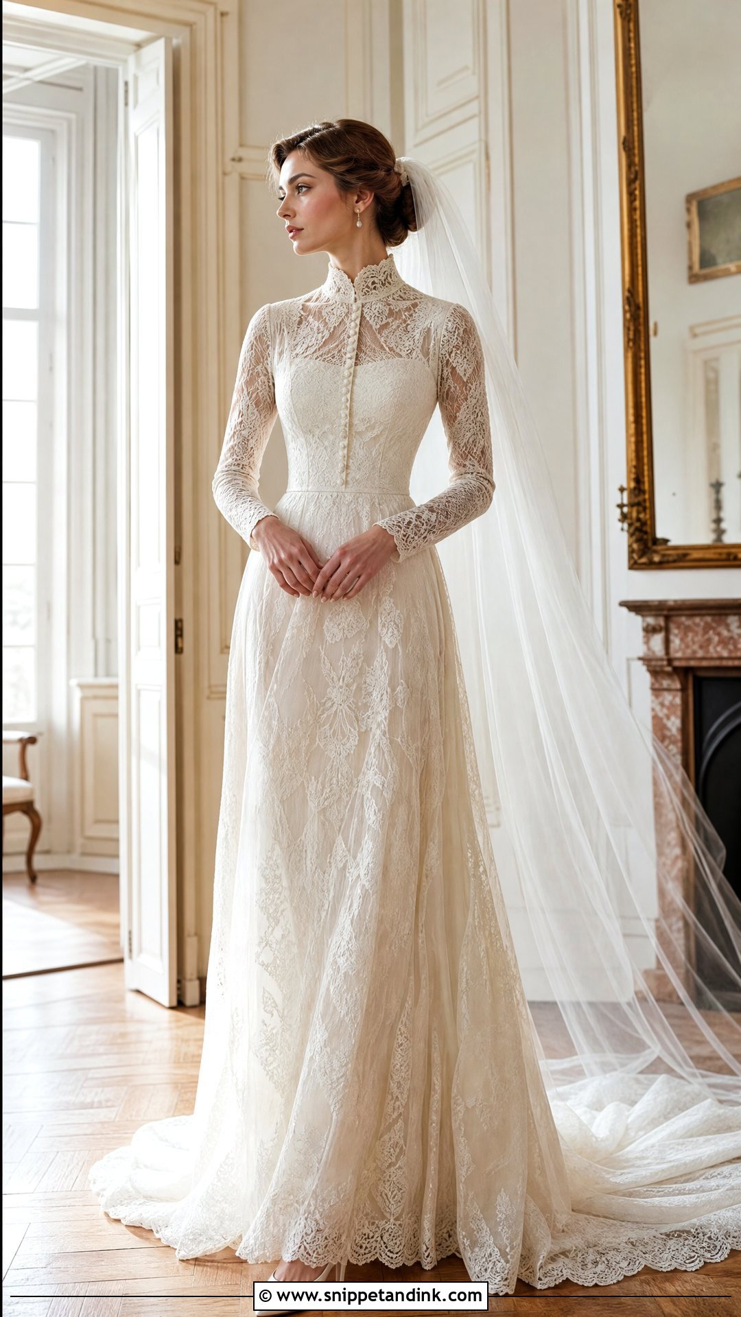 Victorian High Neck Bridal Gown - Snippet and Ink - 20 2026 Bridal Gowns