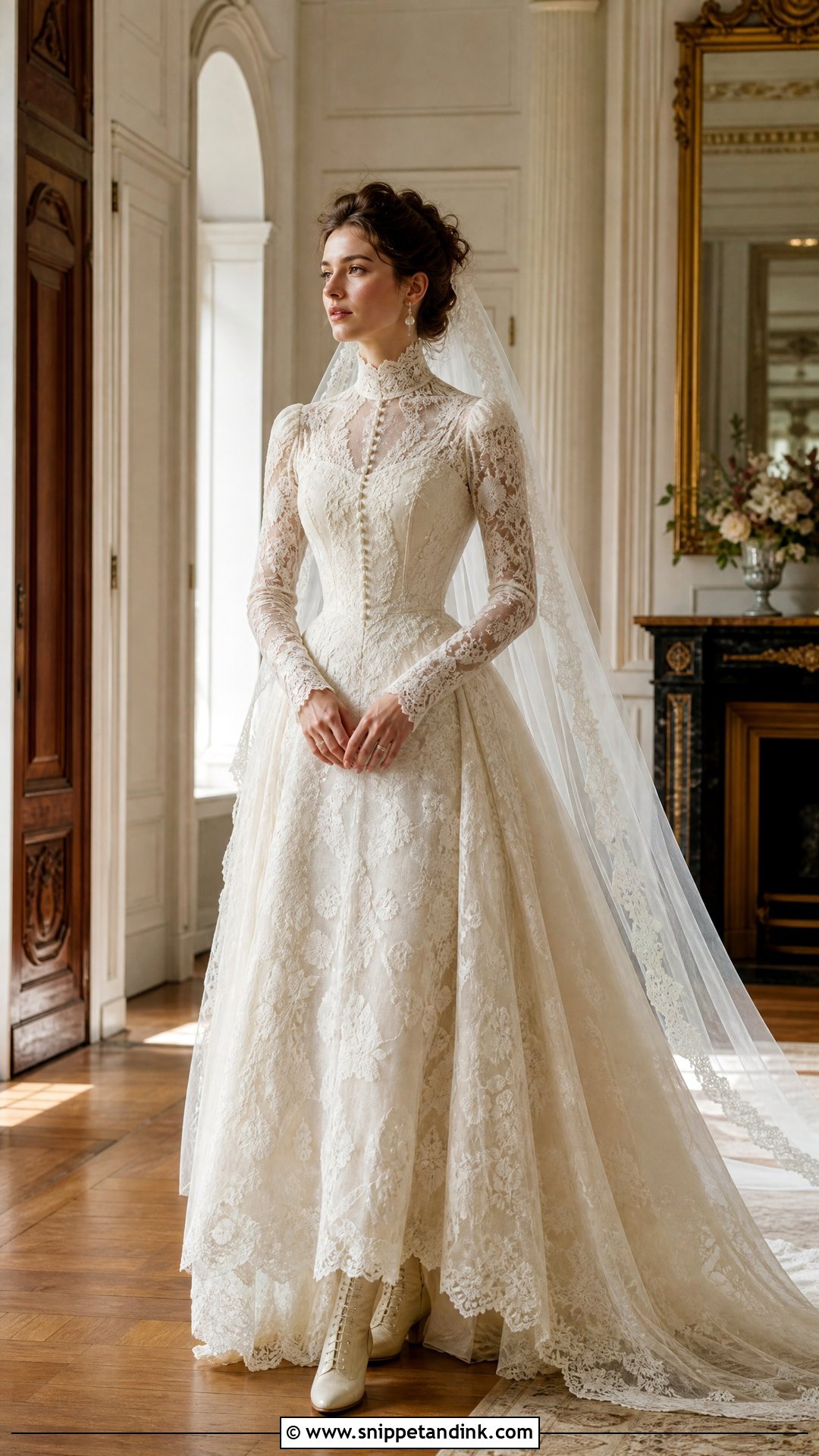 Victorian High Neck Lace Wedding Dress - Snippet and Ink - 20 Old School Wedding Dress Ideas
