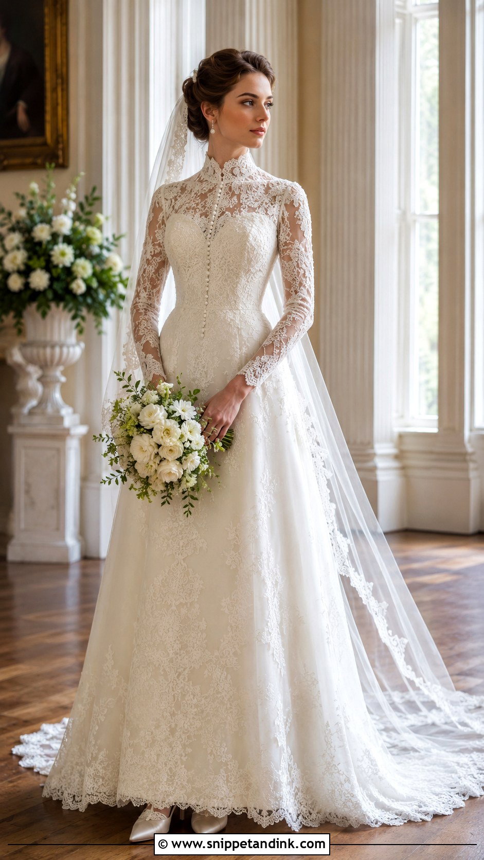 Victorian High Neck Lace Wedding Dress - Snippet and Ink - 20 Vintage Inspired Wedding Dress Ideas