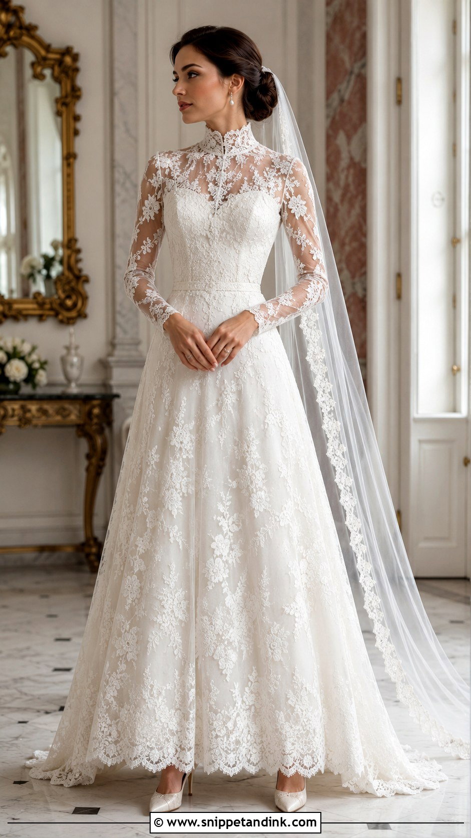 Victorian High Neck Lace Wedding Dress - Snippet and Ink - 25 Victorian Inspired Wedding Dress Ideas