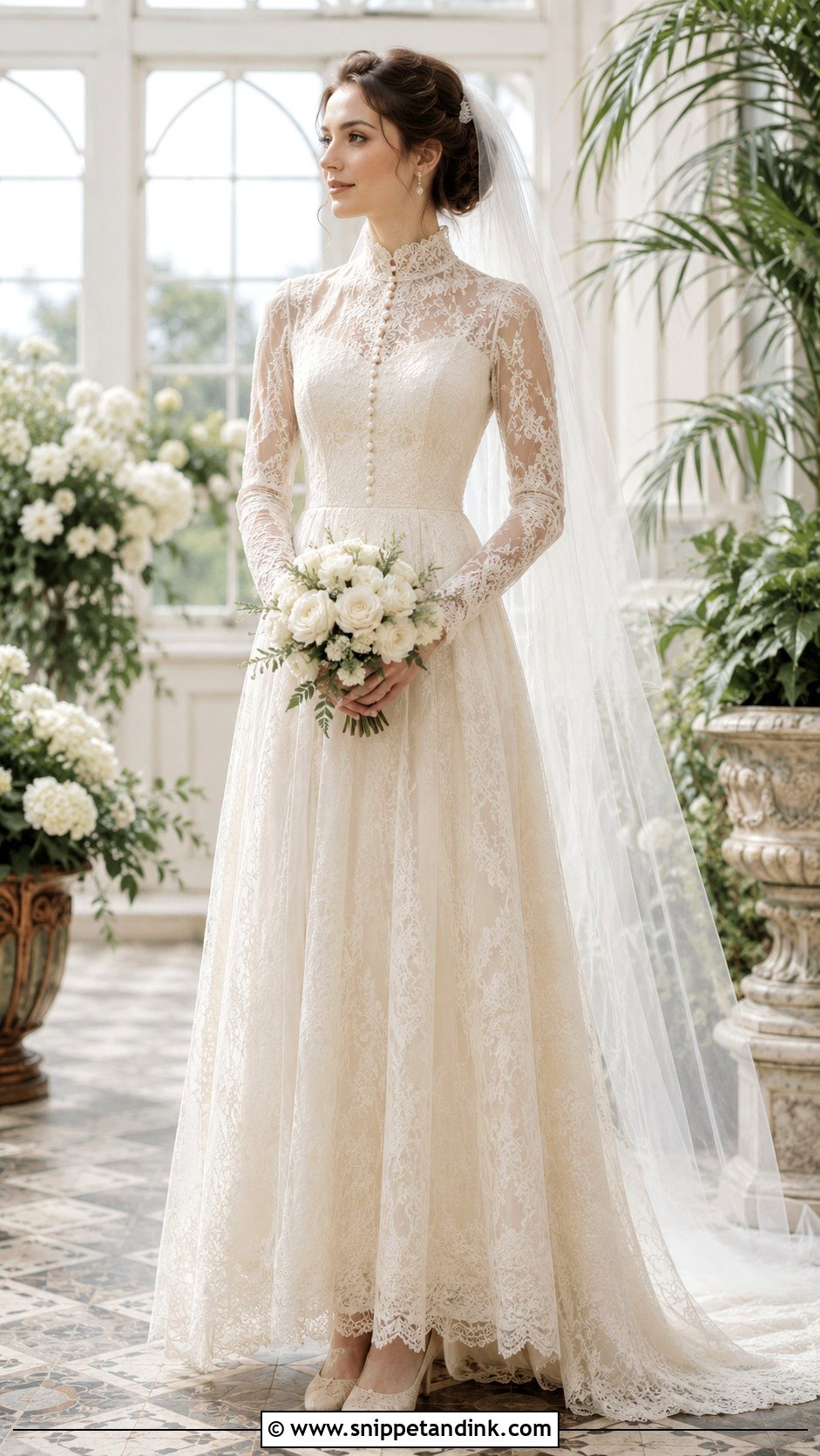 Victorian High Neck Lace Wedding Dress - Snippet and Ink - 25 Vintage Wedding Dress Aesthetic Ideas