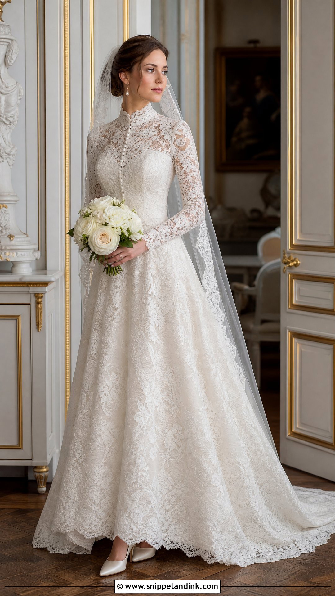 Victorian High Neck Lace Wedding Dress - Snippet and Ink - 20 Vintage Wedding Dress with Sleeves