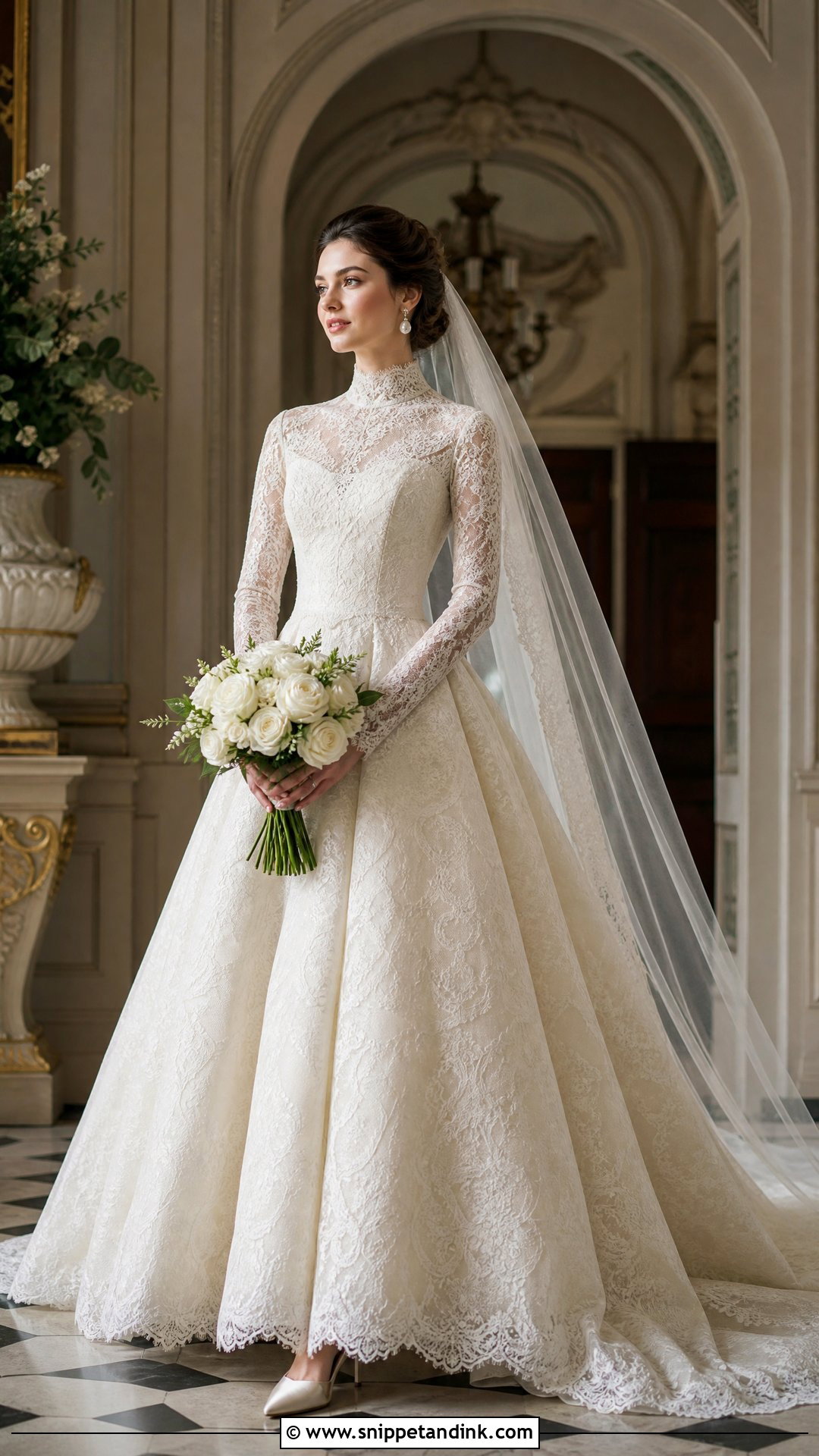 Victorian High Neck Lace Wedding Dress - Snippet and Ink - 20 Vintage Wedding Dresses with Sleeves