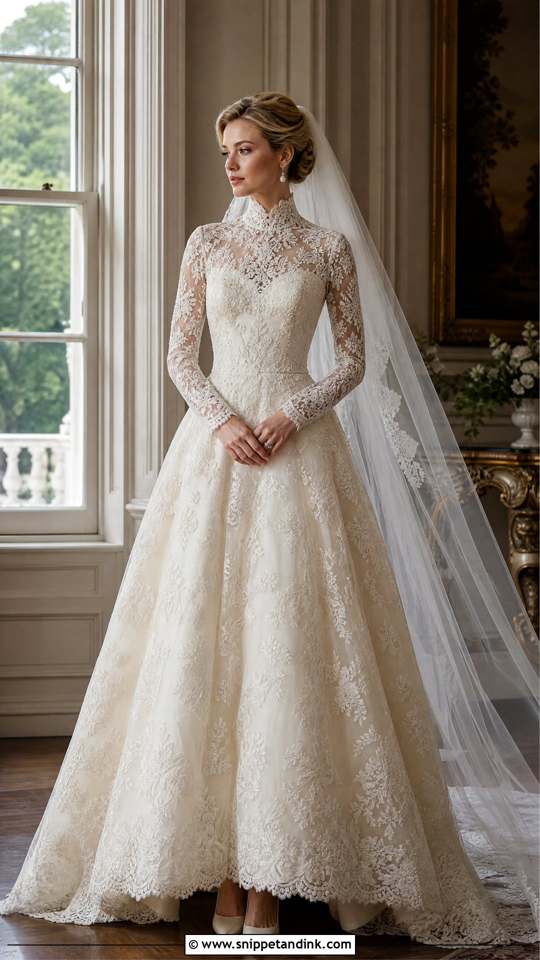 Victorian High Neck Lace Wedding Gown - Snippet and Ink - 20 Vintage Classy Wedding Gown Ideas