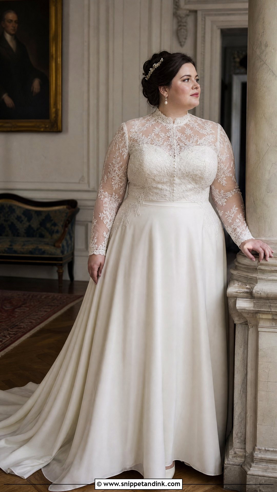 Victorian High Neck Plus Size Wedding Dress - Snippet and Ink - 20 Vintage Plus Size Wedding Dresses