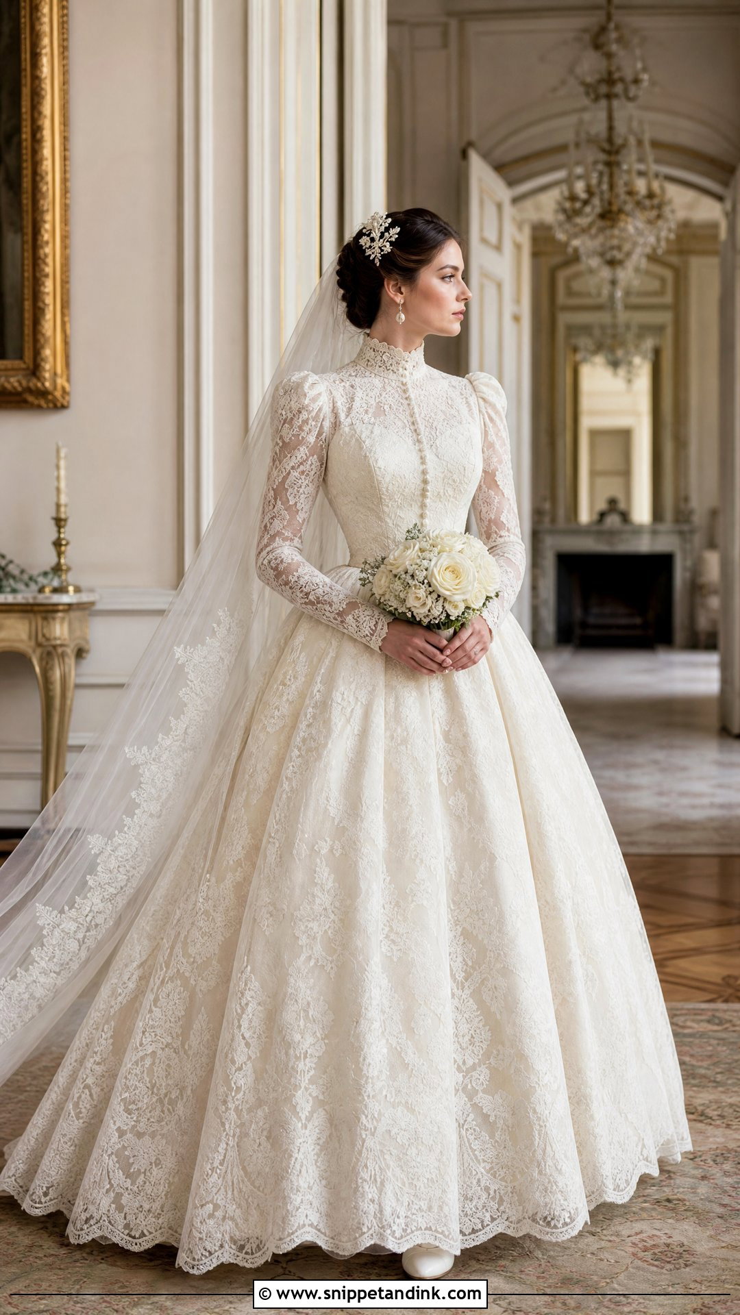 Victorian High Neck Vintage Ballgown Wedding Dress - Snippet and Ink - 20 Vintage Ballgown Wedding Dress Ideas