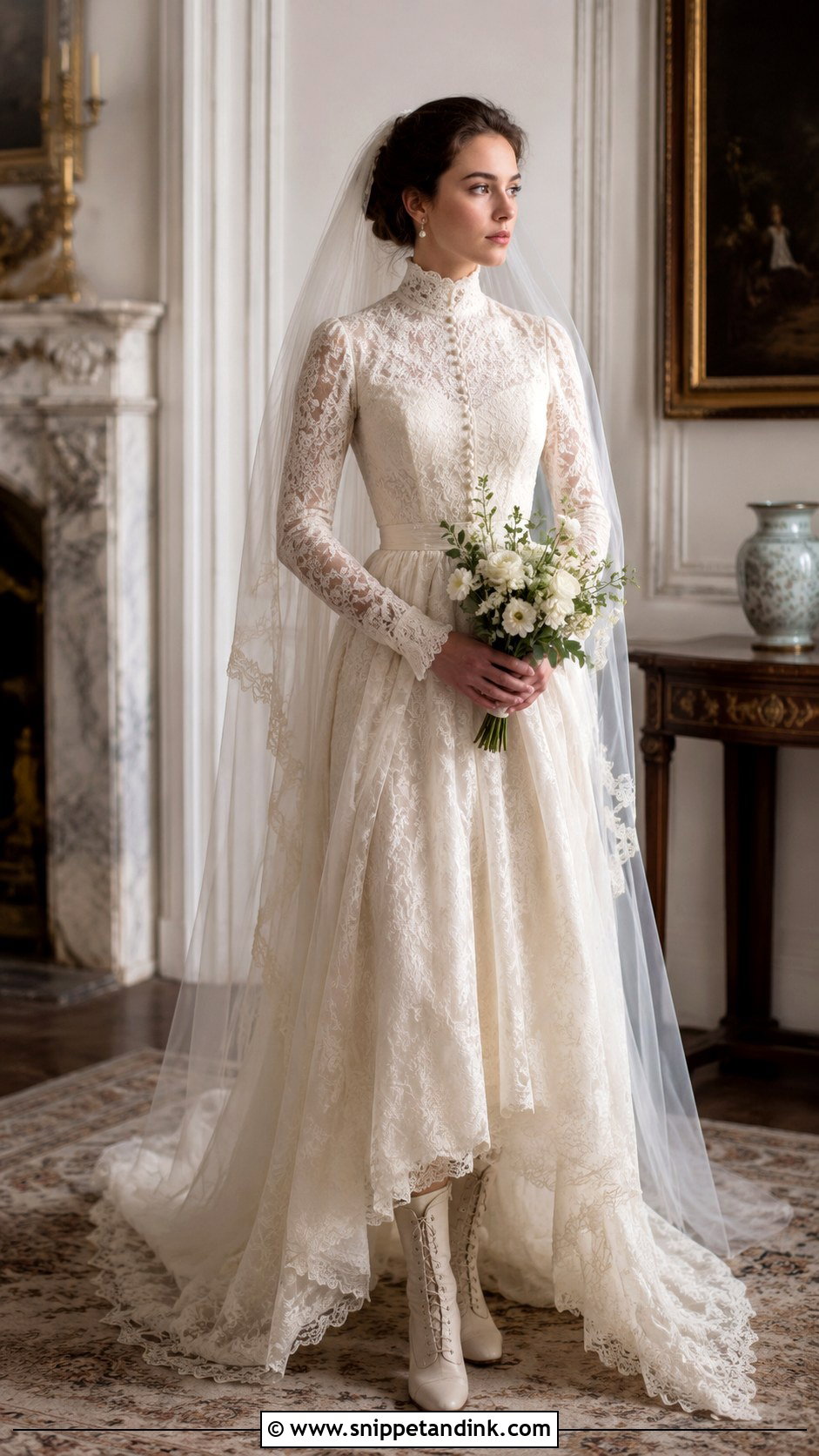 Victorian High Neck Wedding Dress - Snippet and Ink - 25 Retro Wedding Dress Ideas