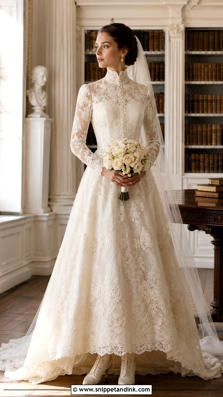 Victorian High Neck Wedding Dress - Snippet and Ink - 20 Elegant Vintage Wedding Dress Ideas