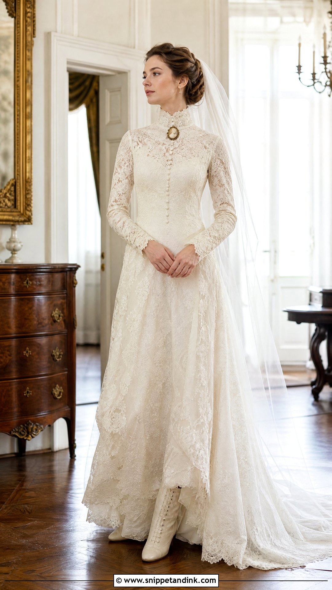 Victorian High Neck Wedding Dress - Snippet and Ink - 20 Vintage Glam Wedding Dress Ideas