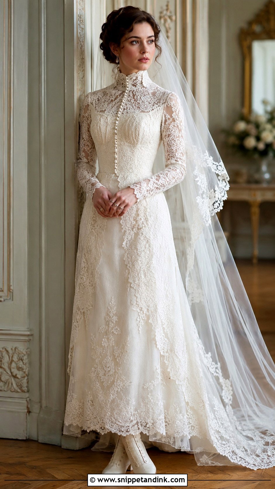 Victorian High Neck Wedding Dress - Snippet and Ink - 30 Unique Vintage Wedding Dresses