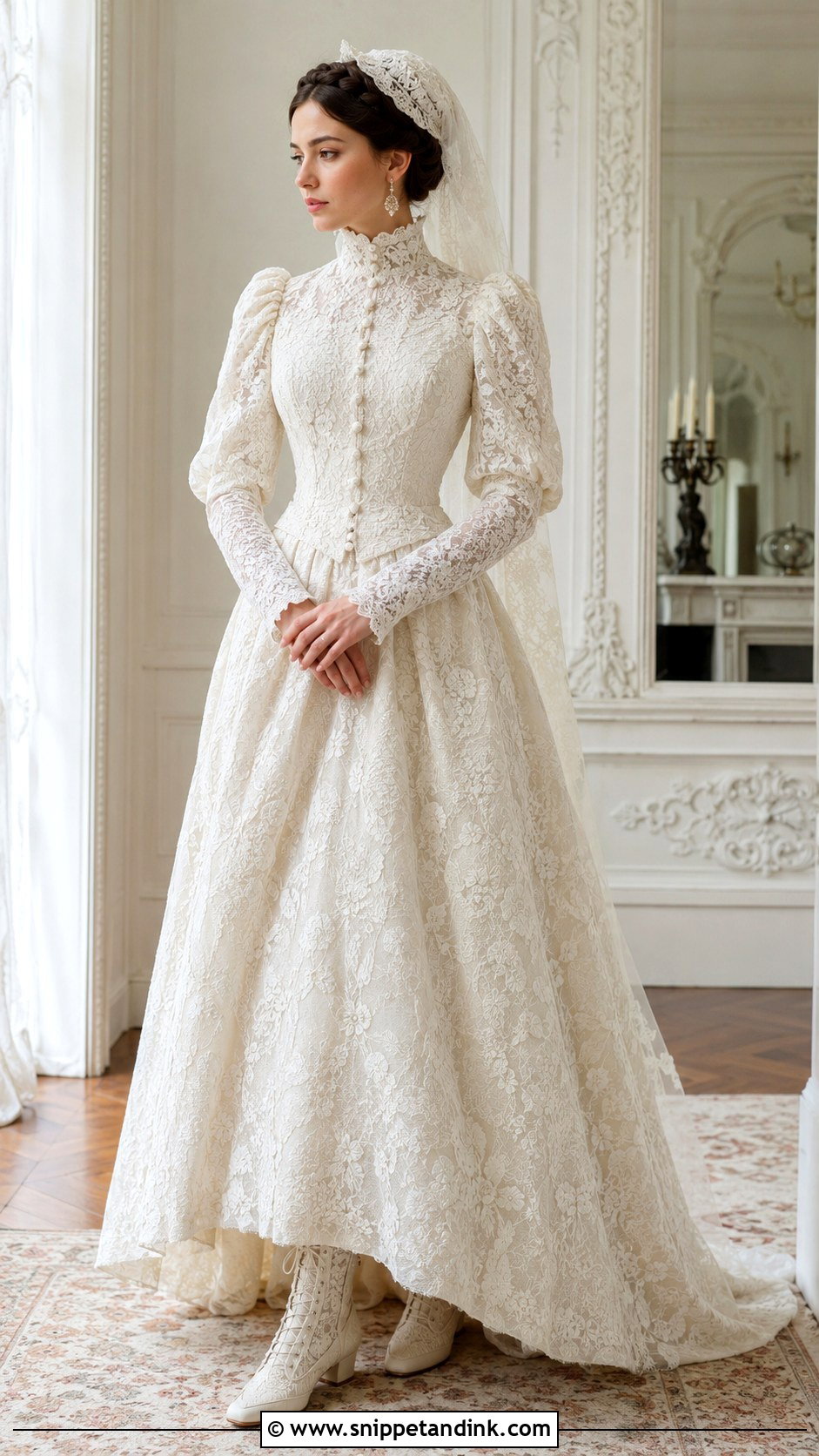 Victorian High Neck Wedding Dress - Snippet and Ink - 20 Maximalist Wedding Dress Ideas