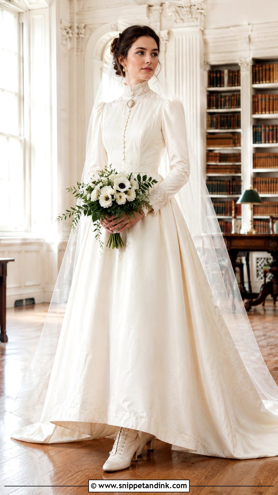 Victorian High Neck Wedding Dress - Snippet and Ink - 20 1800 Wedding Dress Ideas