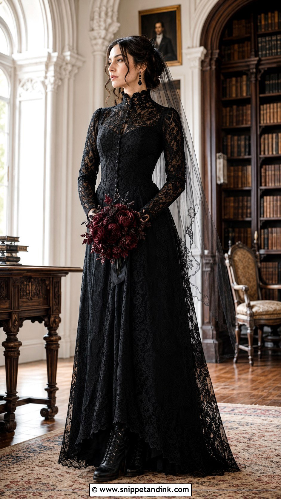 Victorian High Neck Wedding Dress - Snippet and Ink - 20 Dark Fairytale Wedding Dress Ideas