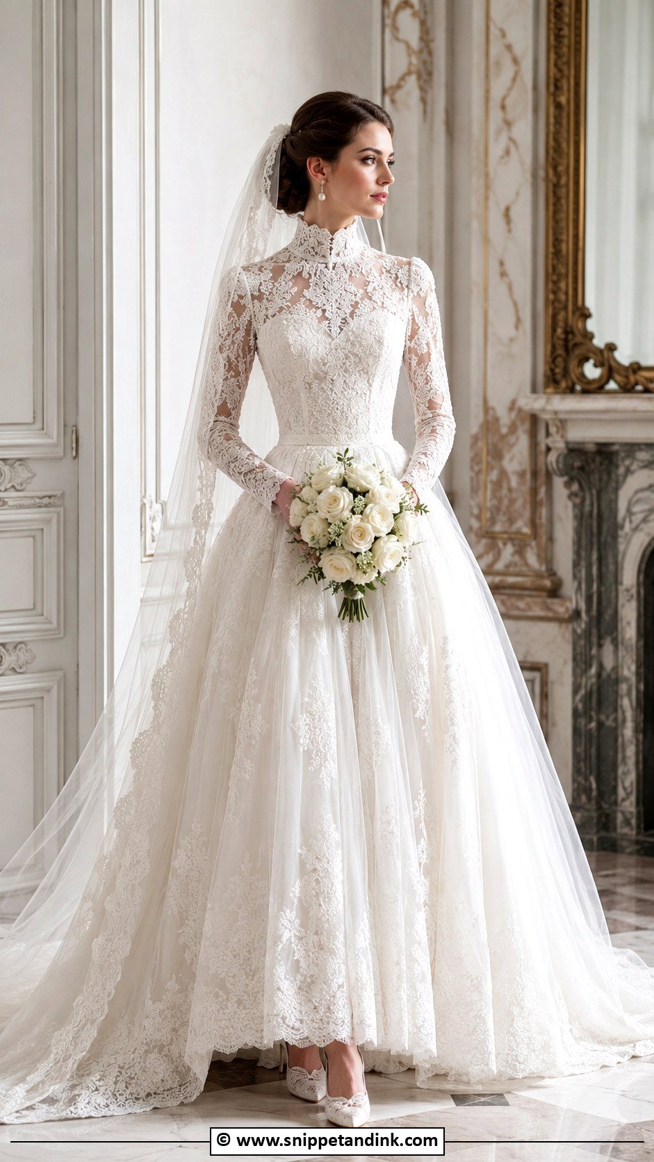 Victorian High Neck Wedding Dress - Snippet and Ink - 30 Vintage Wedding Dress Ideas