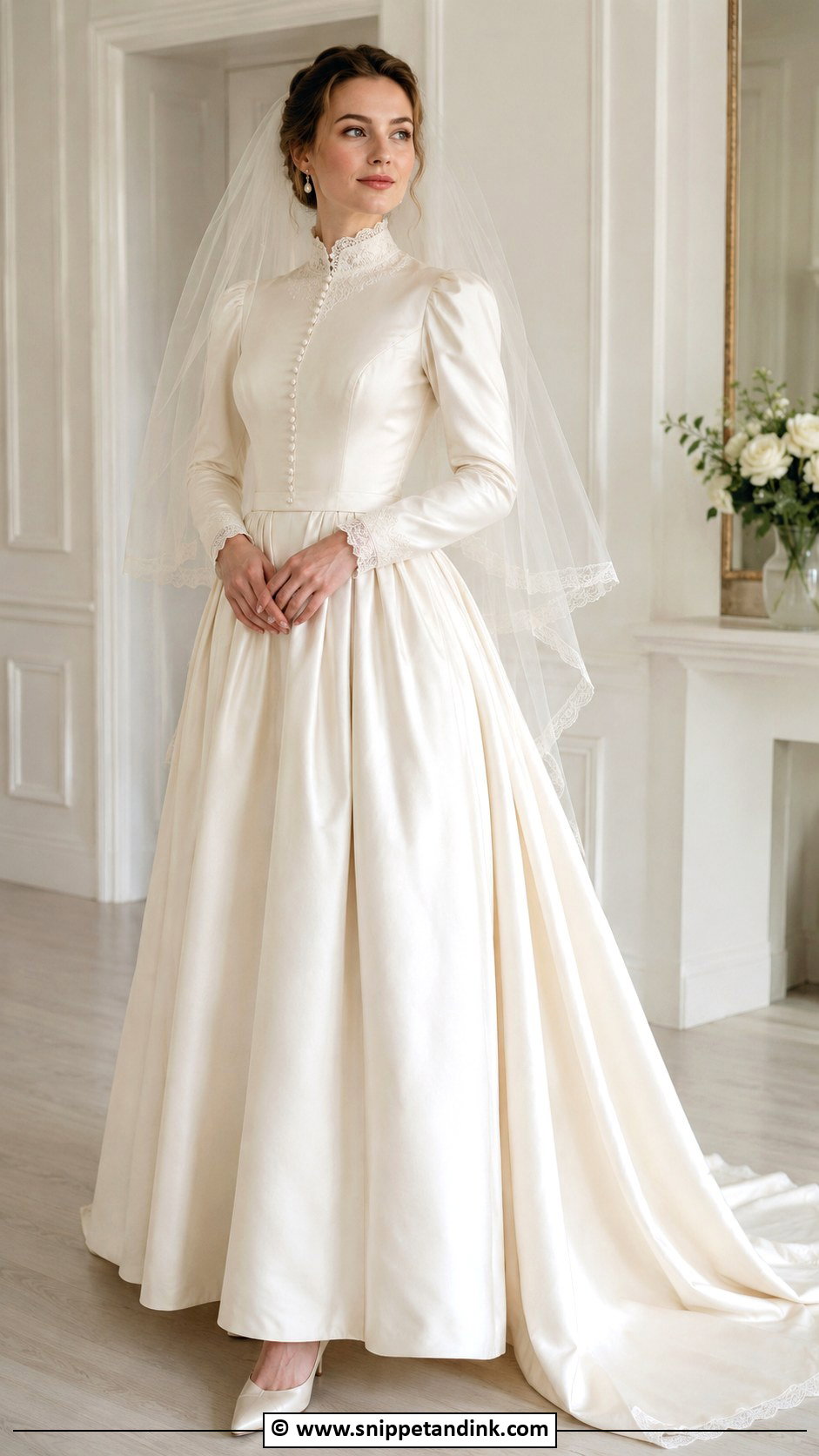 Victorian Ivory Silk Wedding Dress - Snippet and Ink - 25 Victorian Era Wedding Dress Ideas