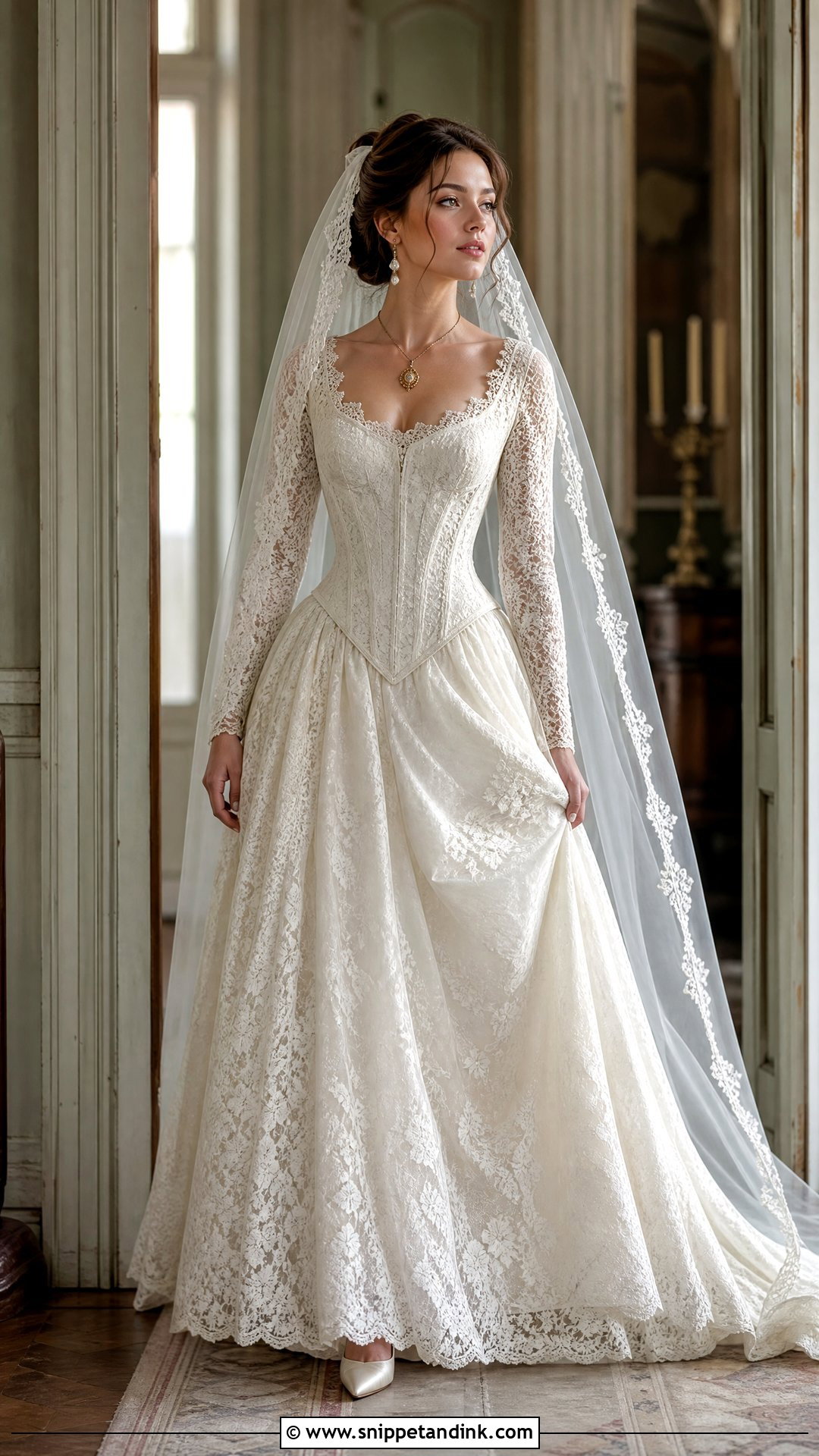Victorian Lace Basque Waist Wedding Dress - Snippet and Ink - 20 Vintage Basque Waist Wedding Dress Ideas