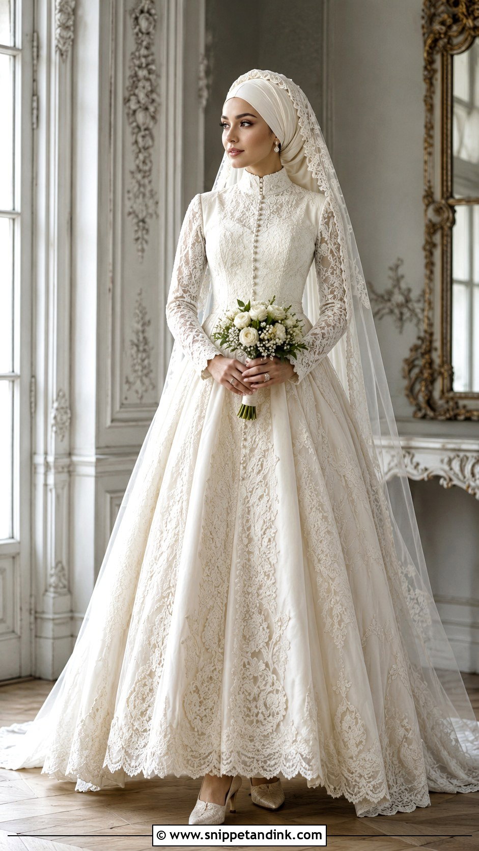 Victorian Lace Hijab Bridal Dress - Snippet and Ink - 20 Hijab Bridal Dress Ideas