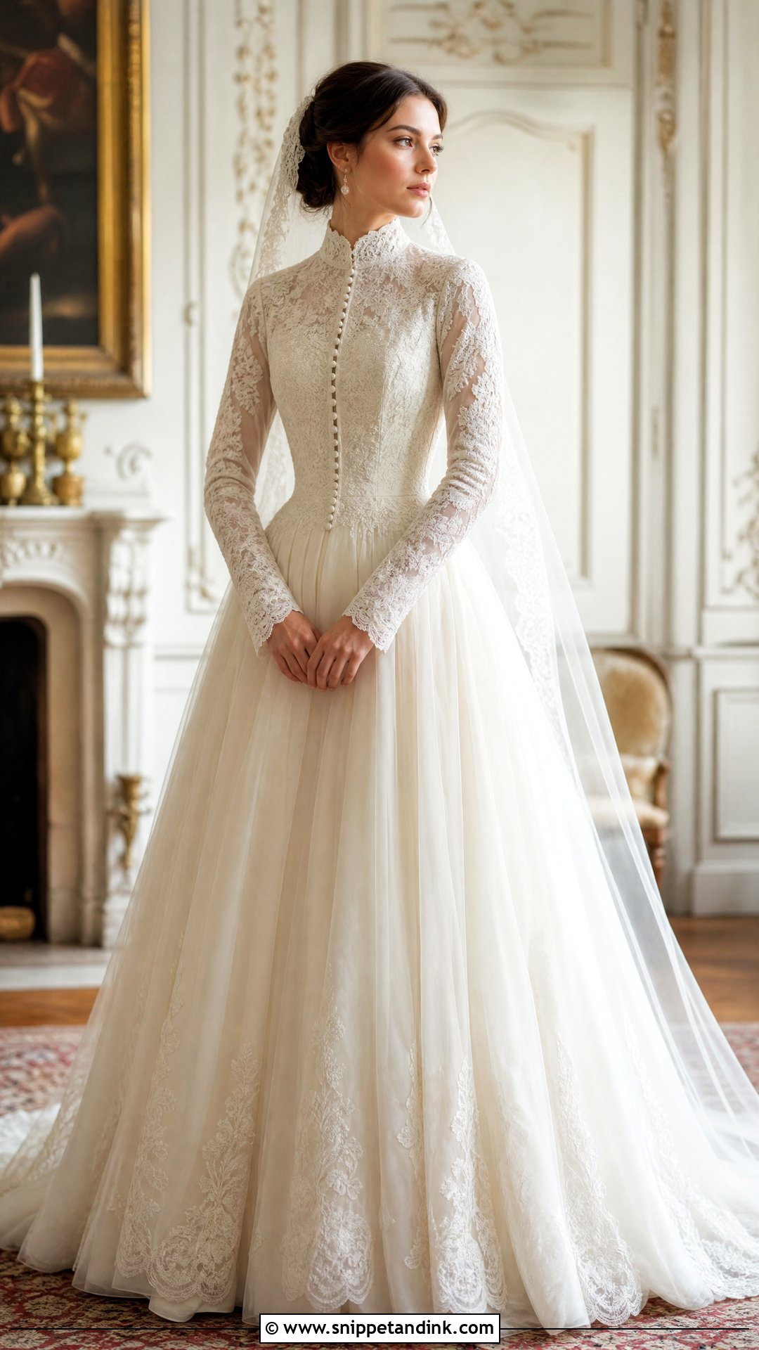 Victorian Lace Turtle Neck Wedding Gown - Snippet and Ink - 20 Turtle Neck Wedding Gown Ideas