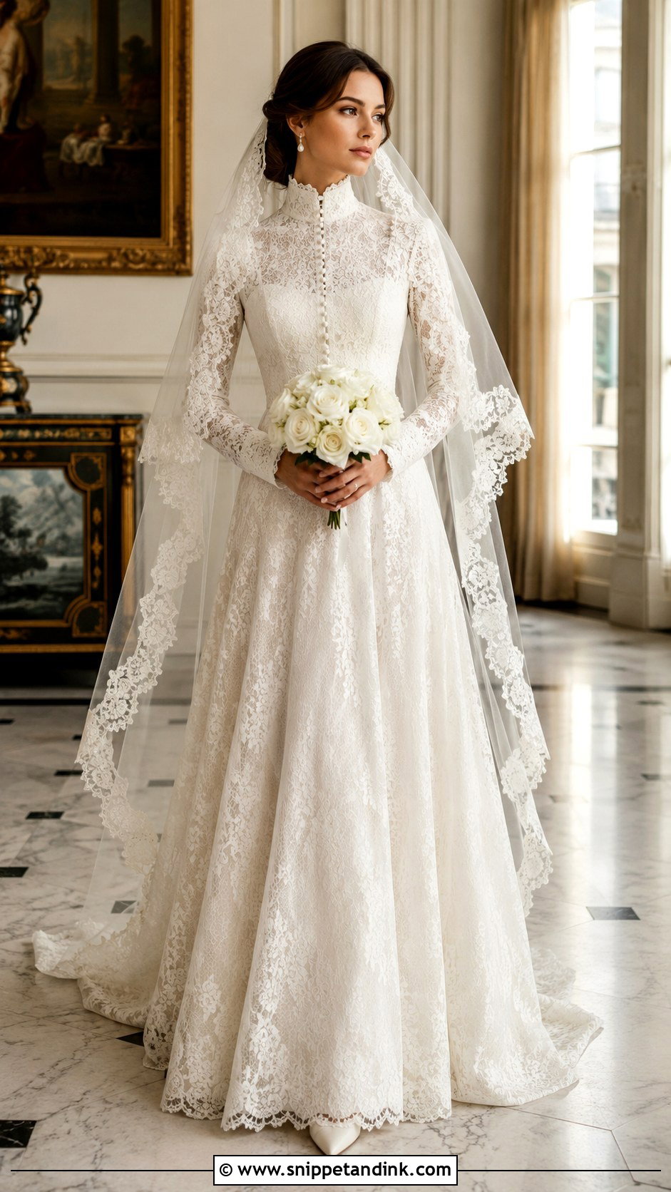 Victorian Lace Wedding Dress - Snippet and Ink - 20 Lilly Collin’s Wedding Dress Ideas
