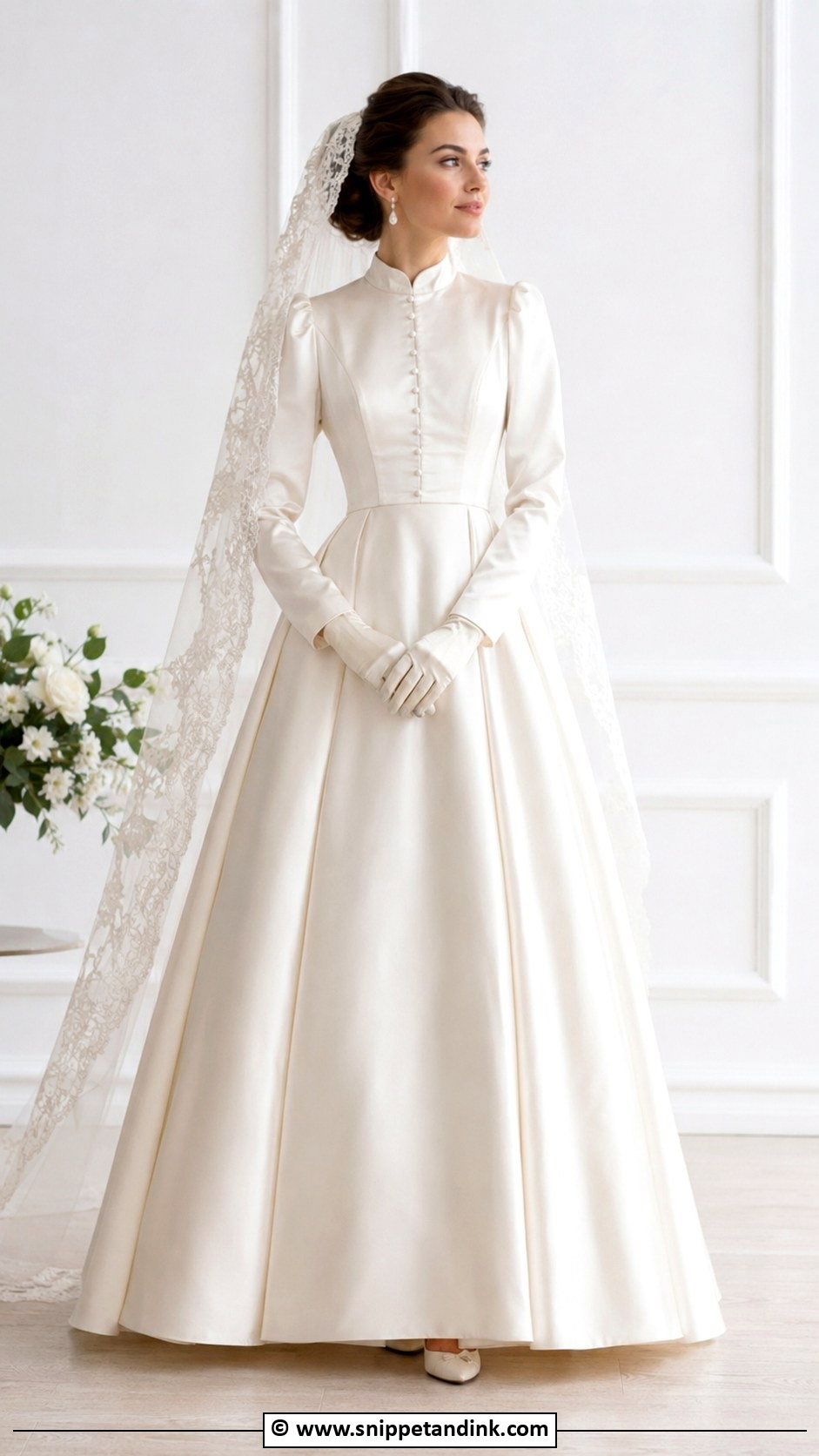 Victorian Long Sleeve Satin Wedding Dress - Snippet and Ink - 25 Victorian Era Wedding Dress Ideas