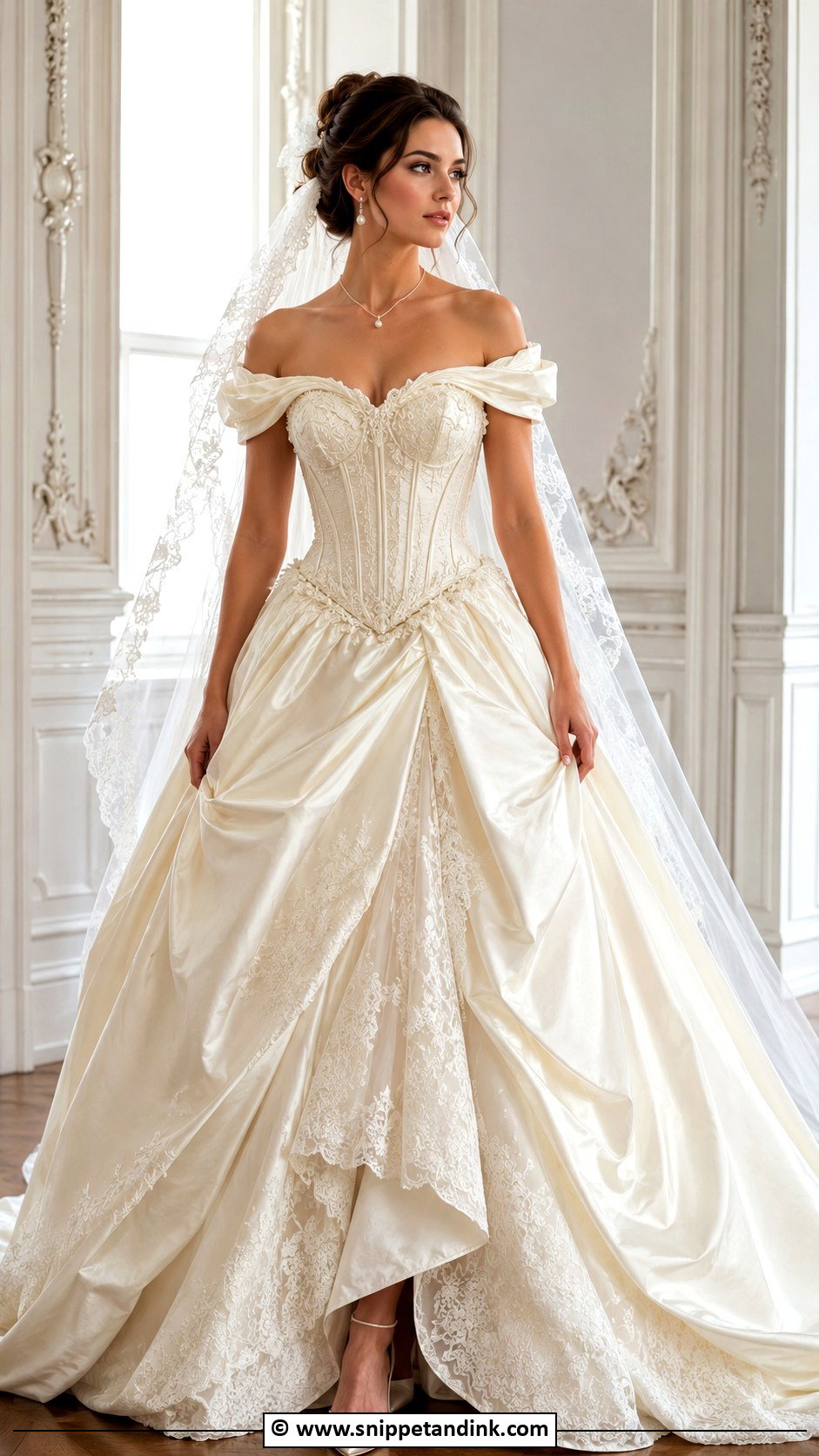 Victorian Off Shoulder Wedding Dress - Snippet and Ink - 30 Victorian Wedding Dress Ideas