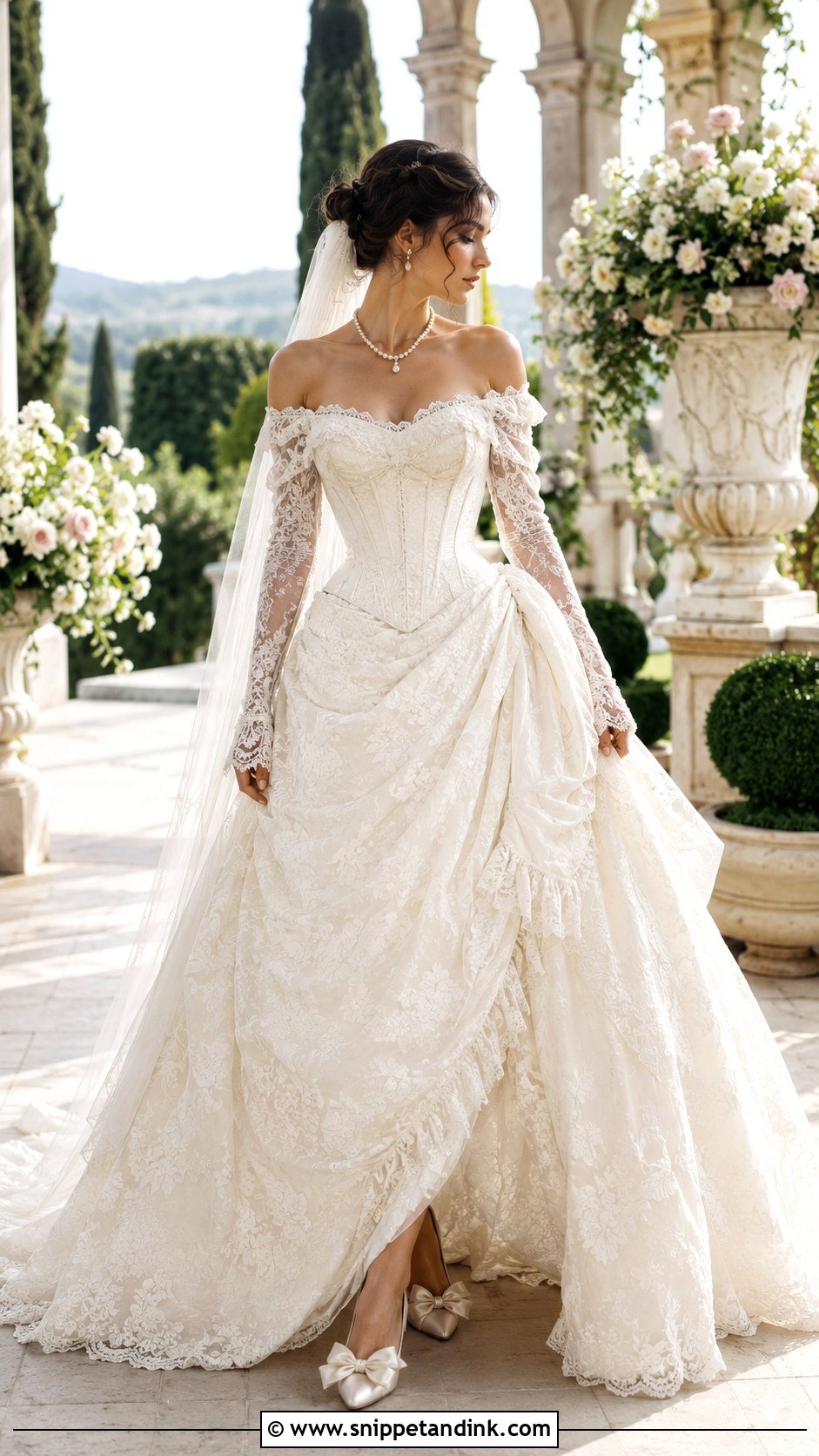 Victorian Off Shoulder Wedding Dress - Snippet and Ink - 25 Victorian Style Wedding Dress Ideas
