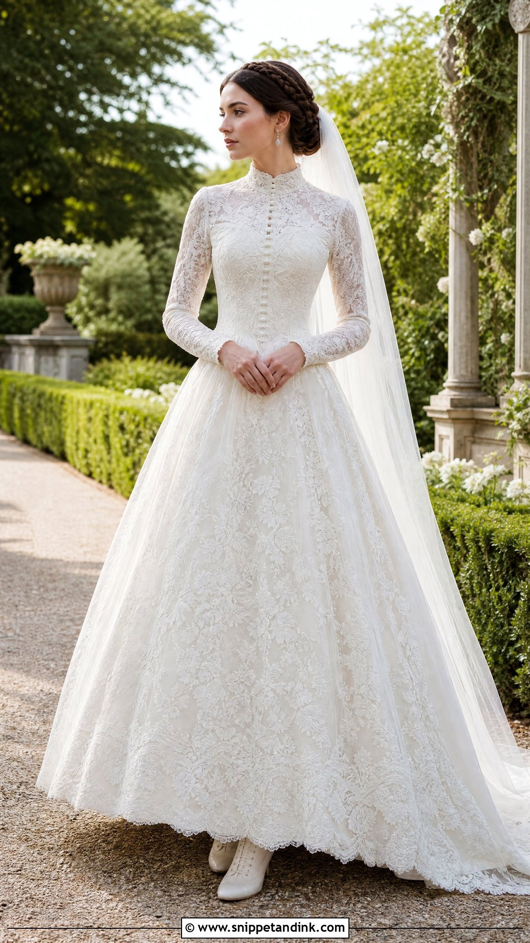 Victorian Retro Bridal High Neck Gown - Snippet and Ink - 20 Retro Bridal Ideas
