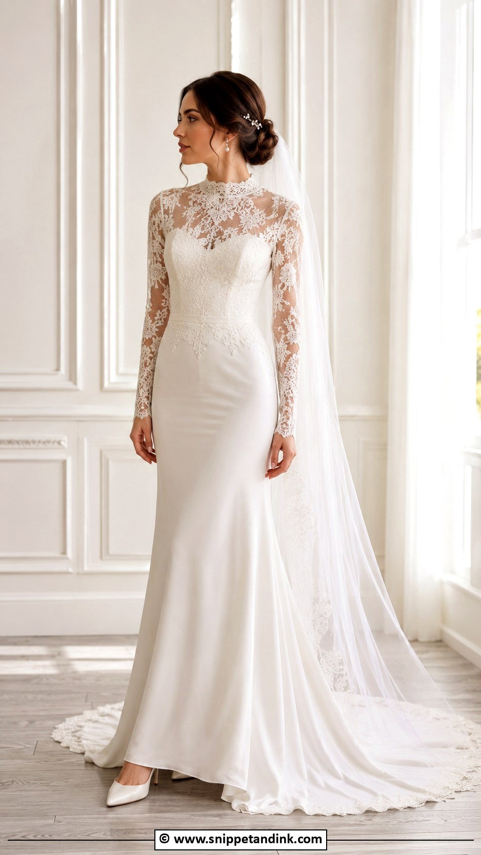 Victorian Sheer Sleeve Wedding Dress - Snippet and Ink - 30 Victorian Wedding Dress Ideas